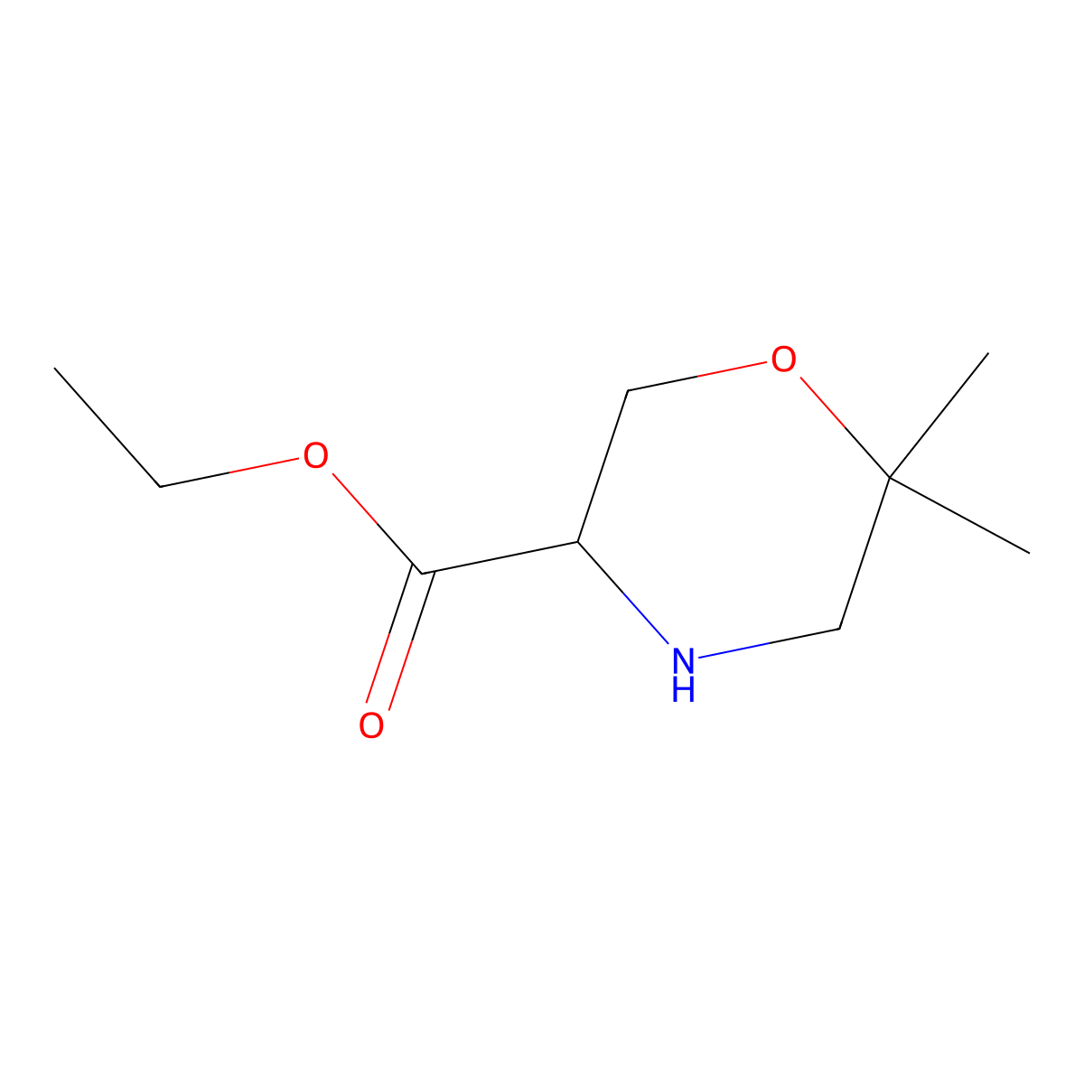 Ethyl 6,6-dimethylmorpholine-3-carboxylate molecular structure, CAS 1822526-81-7