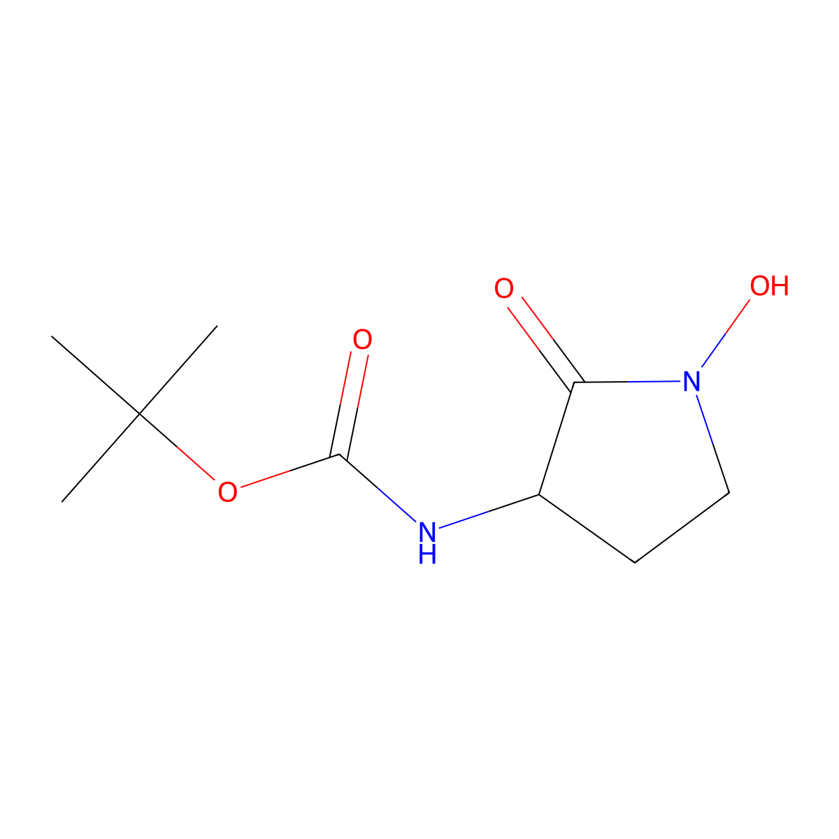 tert-butyl N-(1-hydroxy-2-oxopyrrolidin-3-yl)carbamate molecular structure, CAS 1822529-08-7
