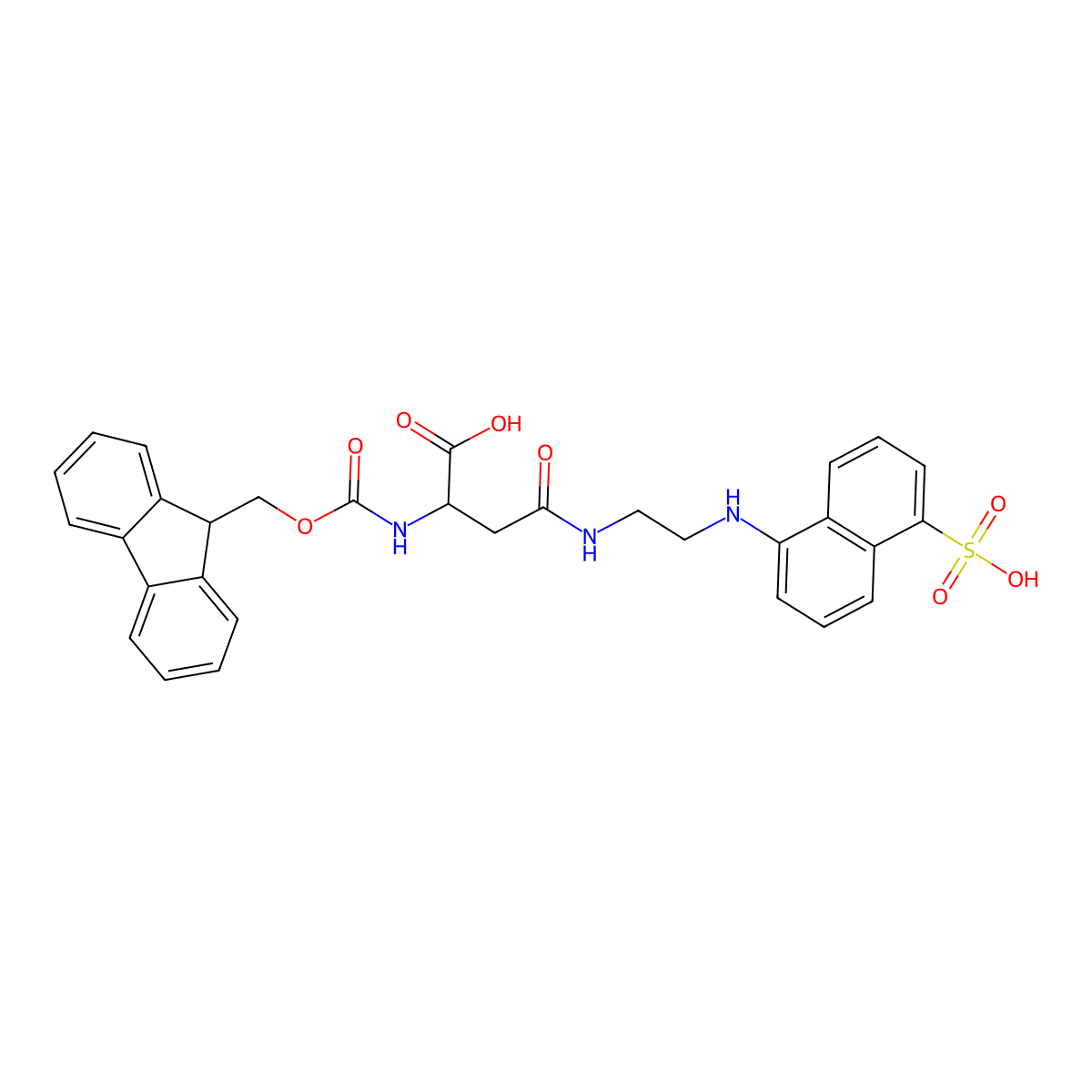 Fmoc-Asp(Edans)-OH molecular structure, CAS 182253-73-2