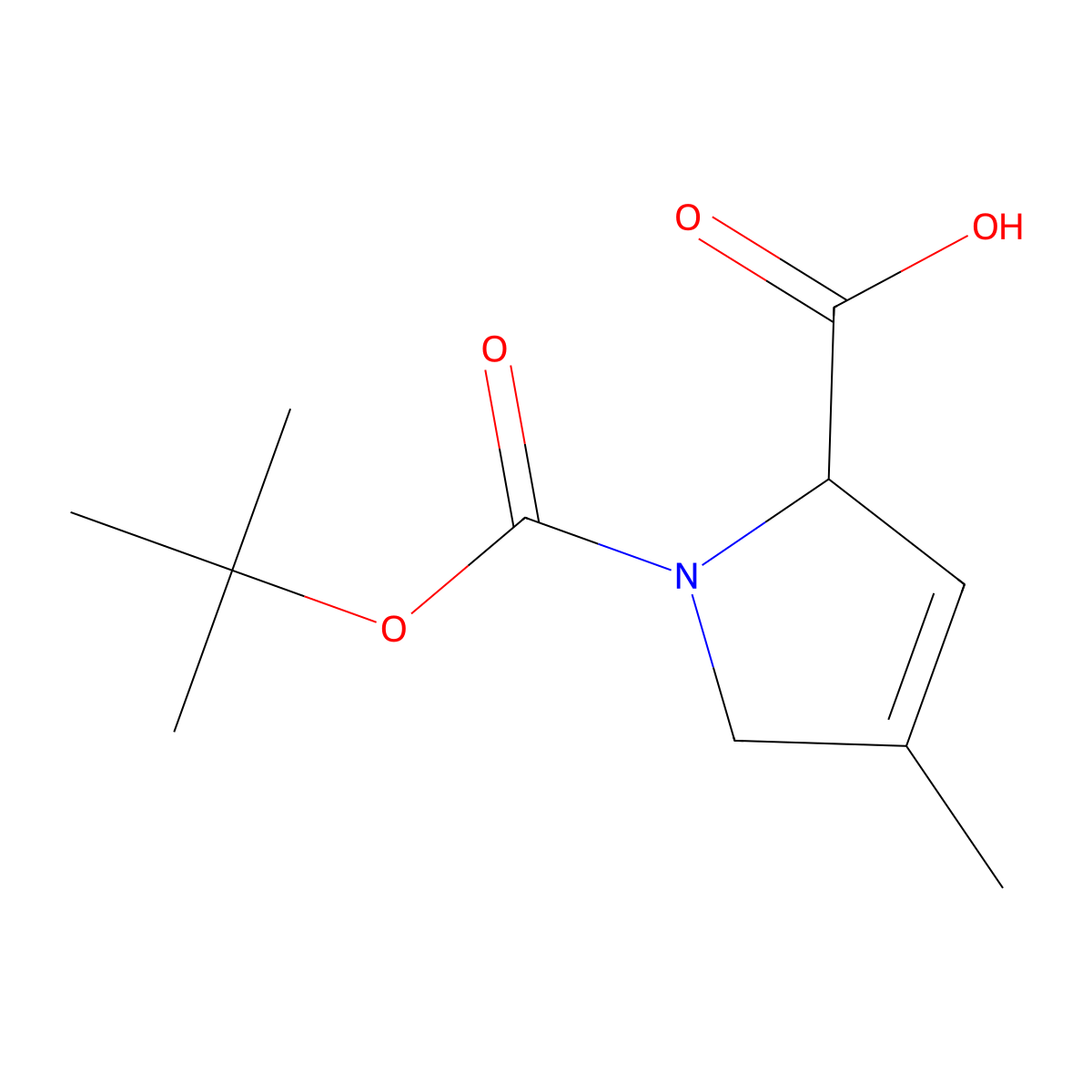 1-[(tert-butoxy)carbonyl]-4-methyl-2,5-dihydro-1H-pyrrole-2-carboxylic acid molecular structure, CAS 1822530-55-1
