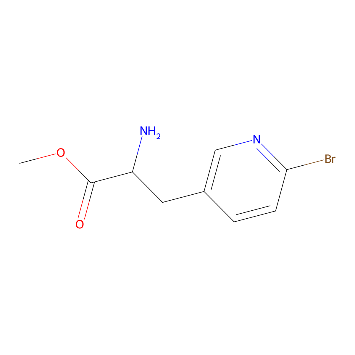 Methyl 2-amino-3-(6-bromopyridin-3-yl)propanoate molecular structure, CAS 1822532-87-5