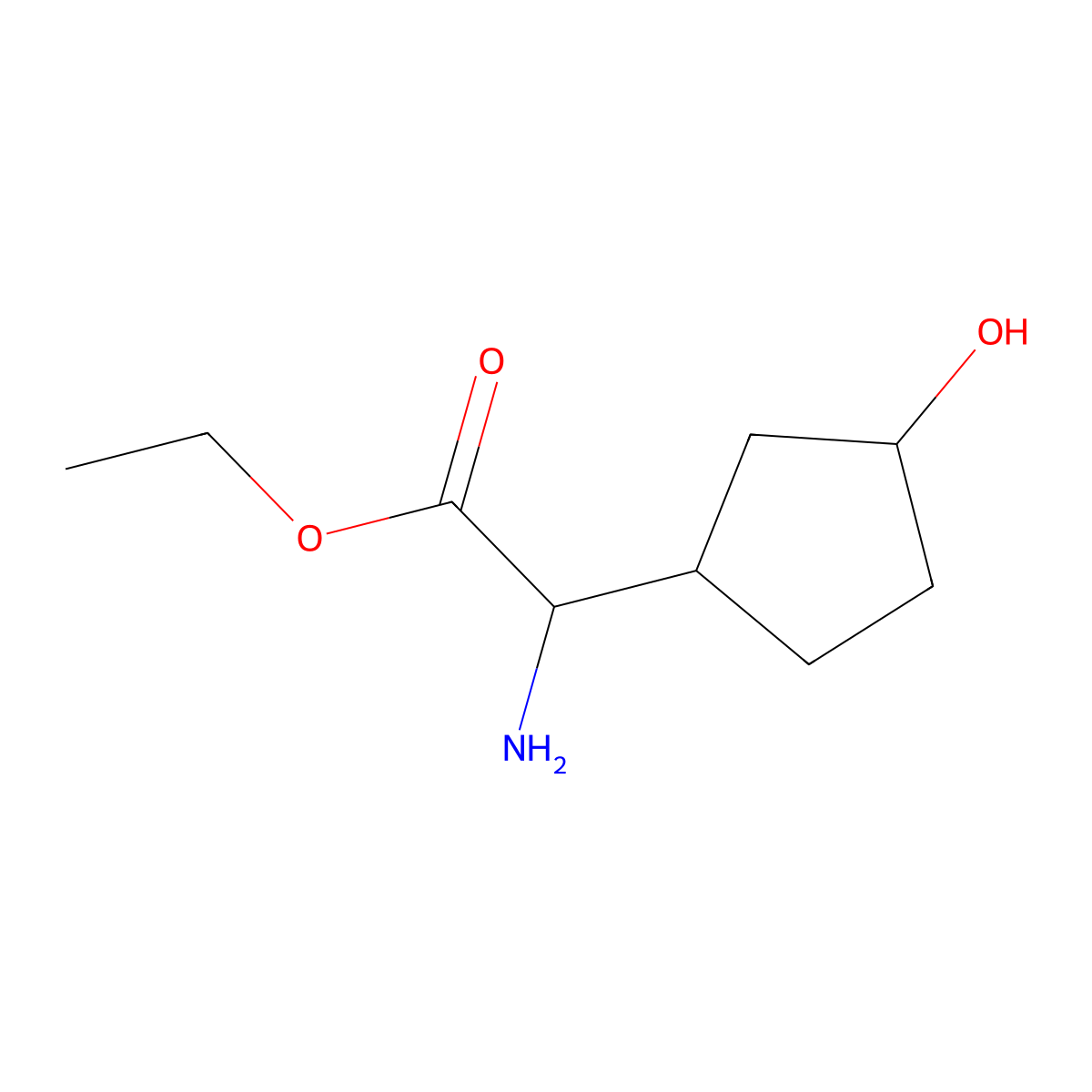 Ethyl 2-amino-2-(3-hydroxycyclopentyl)acetate molecular structure, CAS 1822533-13-0