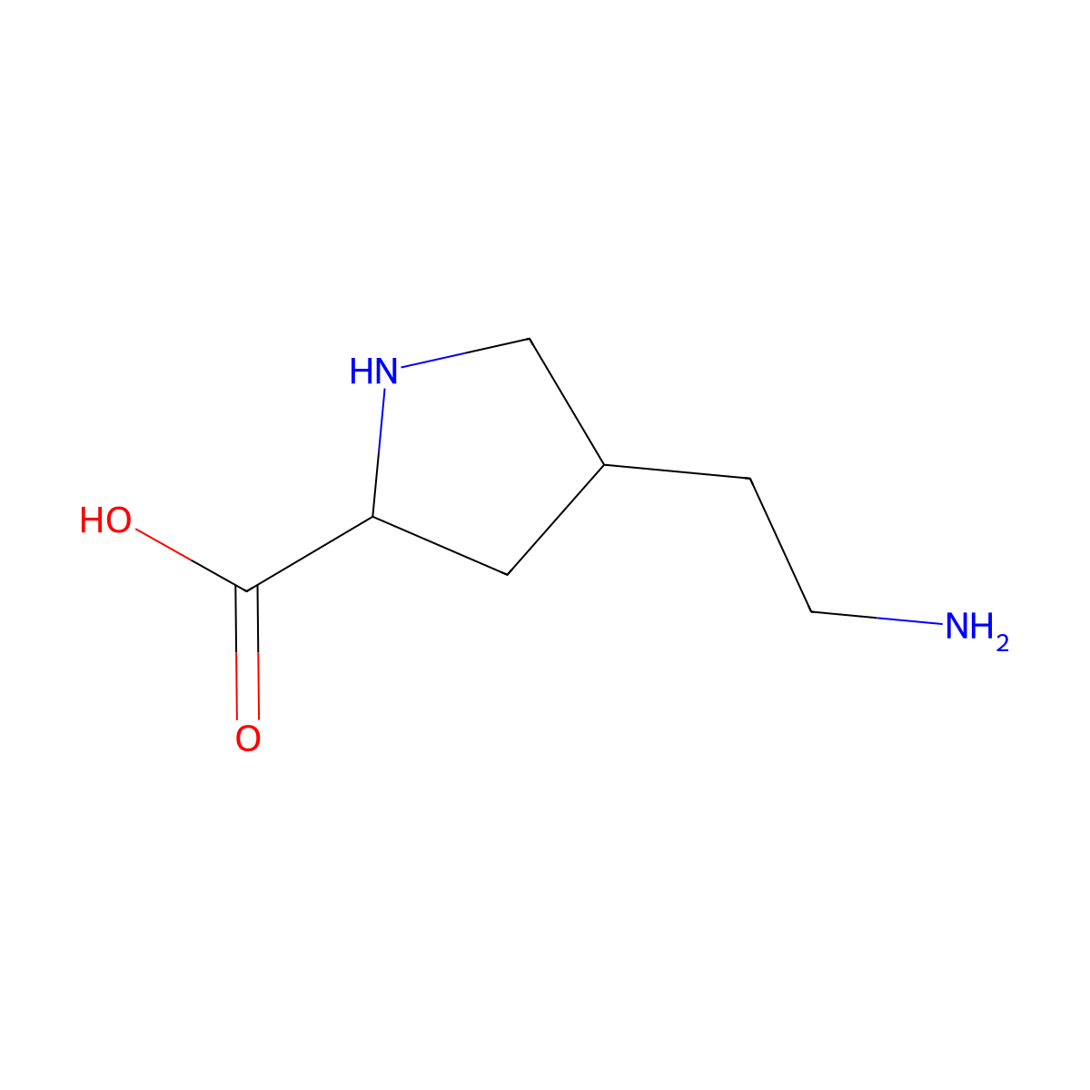 4-(2-Aminoethyl)pyrrolidine-2-carboxylic acid molecular structure, CAS 1822535-47-6