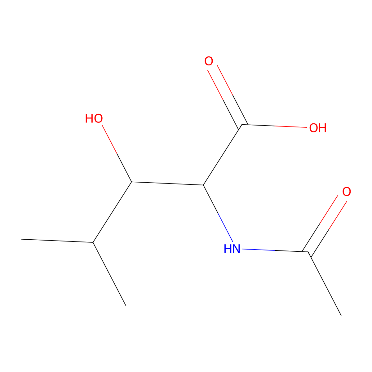 2-Acetamido-3-hydroxy-4-methylpentanoic acid molecular structure, CAS 1822536-13-9