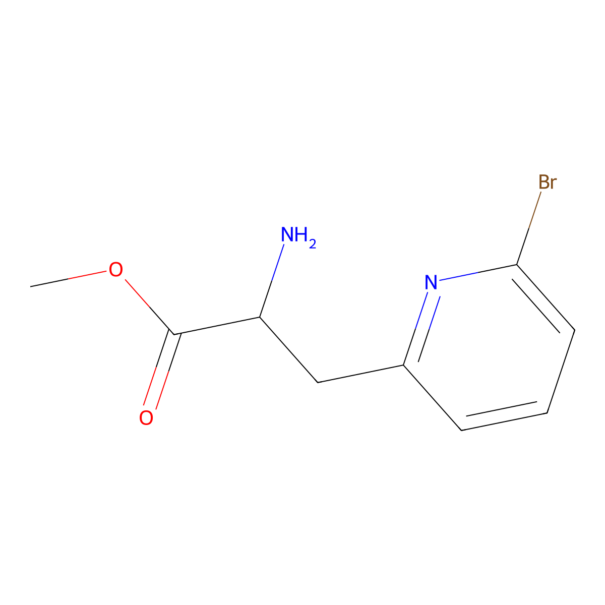 Methyl 2-amino-3-(6-bromopyridin-2-yl)propanoate molecular structure, CAS 1822538-24-8
