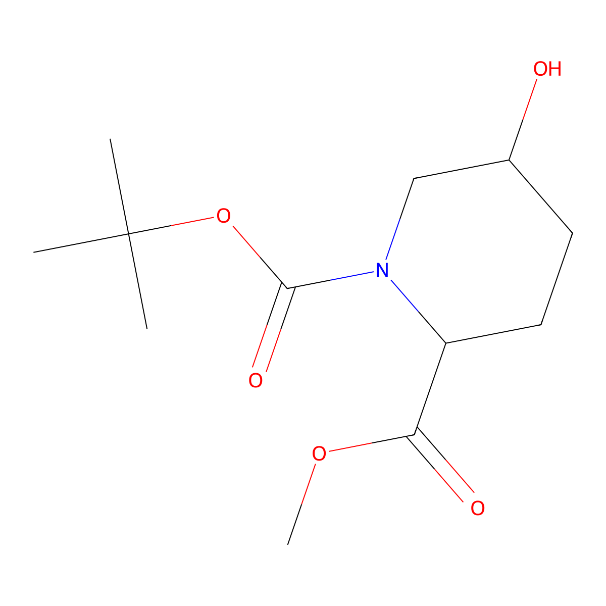 1-Tert-butyl 2-methyl 5-hydroxypiperidine-1,2-dicarboxylate molecular structure, CAS 1822538-74-8