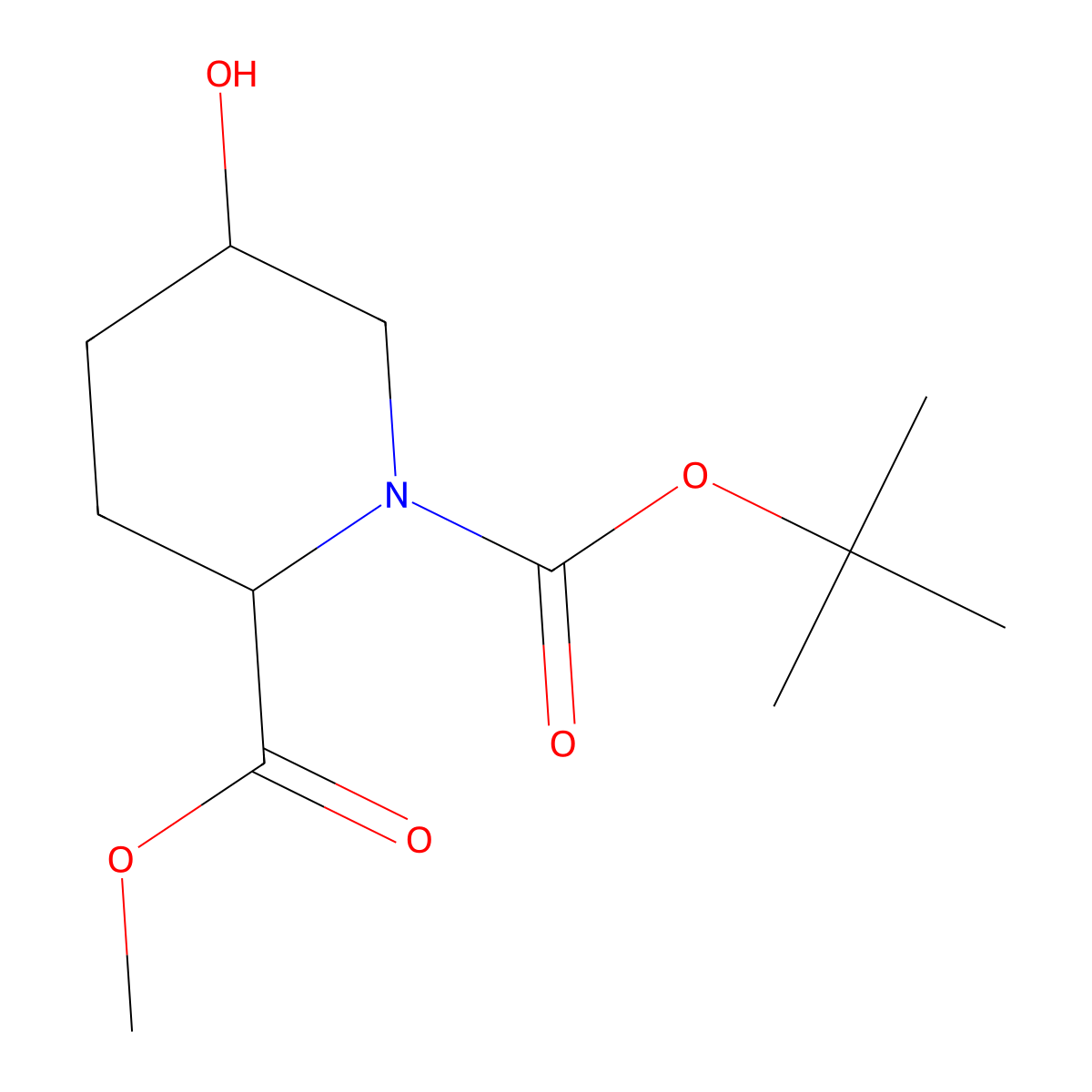 1-Tert-butyl 2-methyl 5-hydroxypiperidine-1,2-dicarboxylate molecular structure, CAS 1822538-74-8