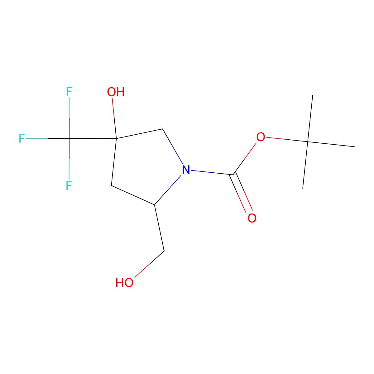 Tert-butyl 4-hydroxy-2-(hydroxymethyl)-4-(trifluoromethyl)pyrrolidine-1-carboxylate molecular structure, CAS 1822540-00-0