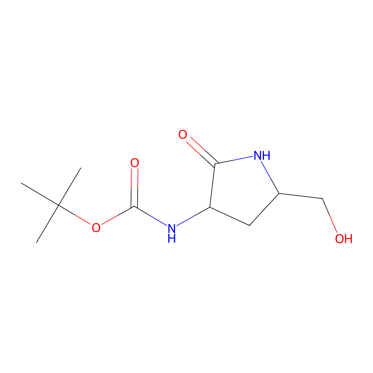 tert-butyl N-[5-(hydroxymethyl)-2-oxo-pyrrolidin-3-yl]carbamate molecular structure, CAS 1822540-44-2