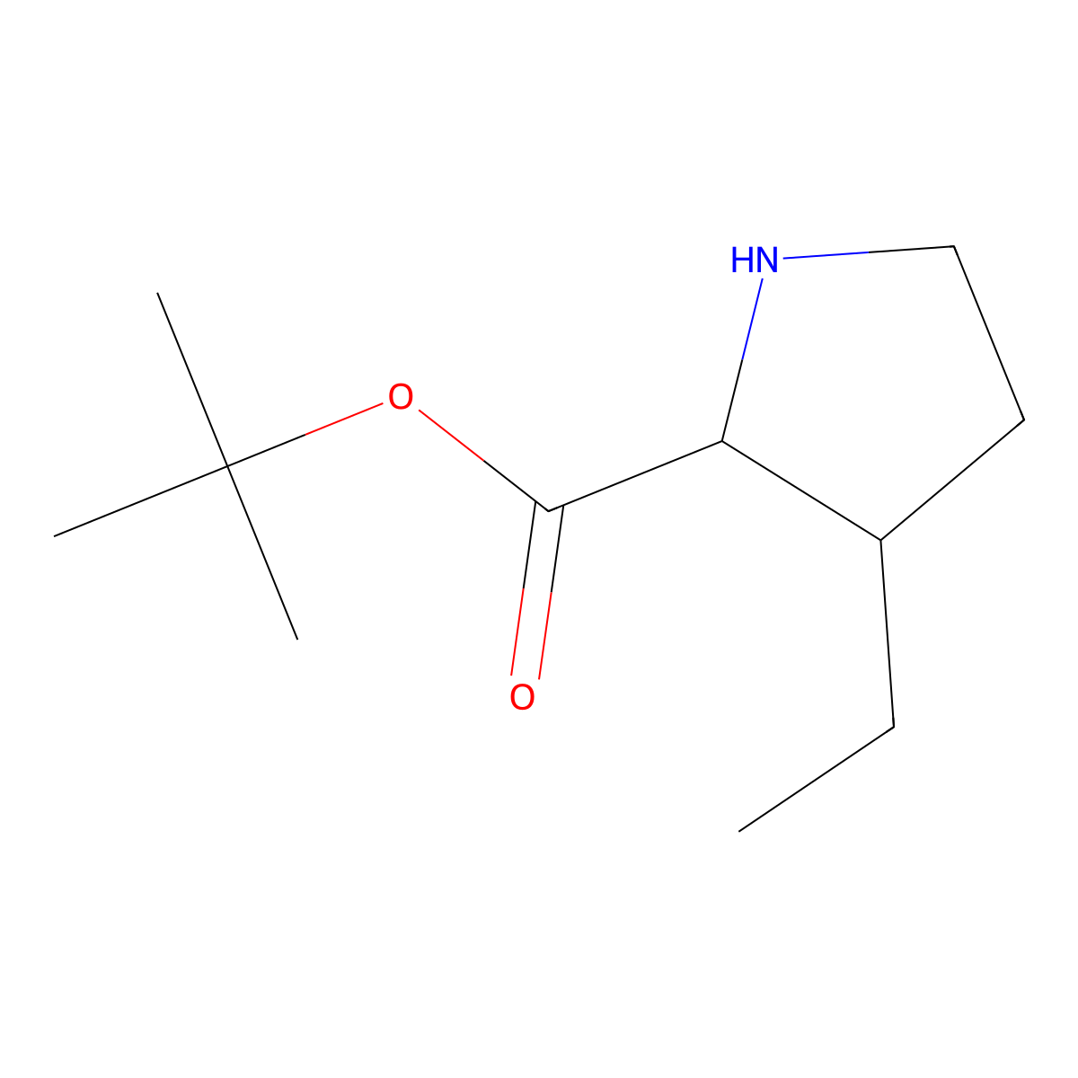 Tert-butyl 3-ethylpyrrolidine-2-carboxylate molecular structure, CAS 1822542-74-4