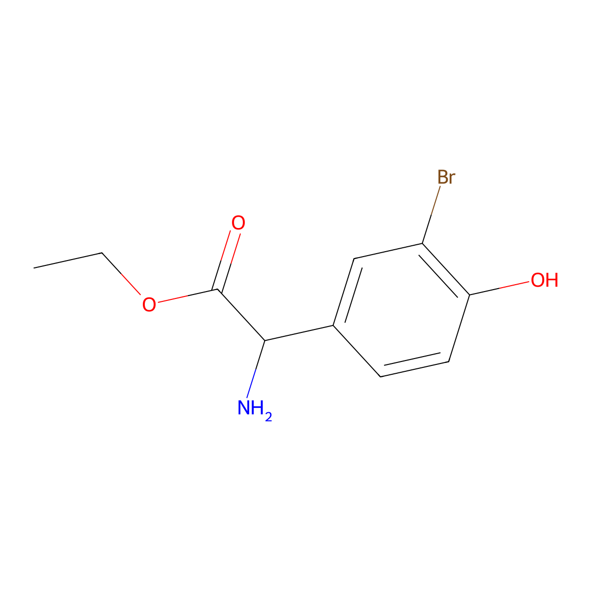 Ethyl 2-amino-2-(3-bromo-4-hydroxyphenyl)acetate molecular structure, CAS 1822544-76-2