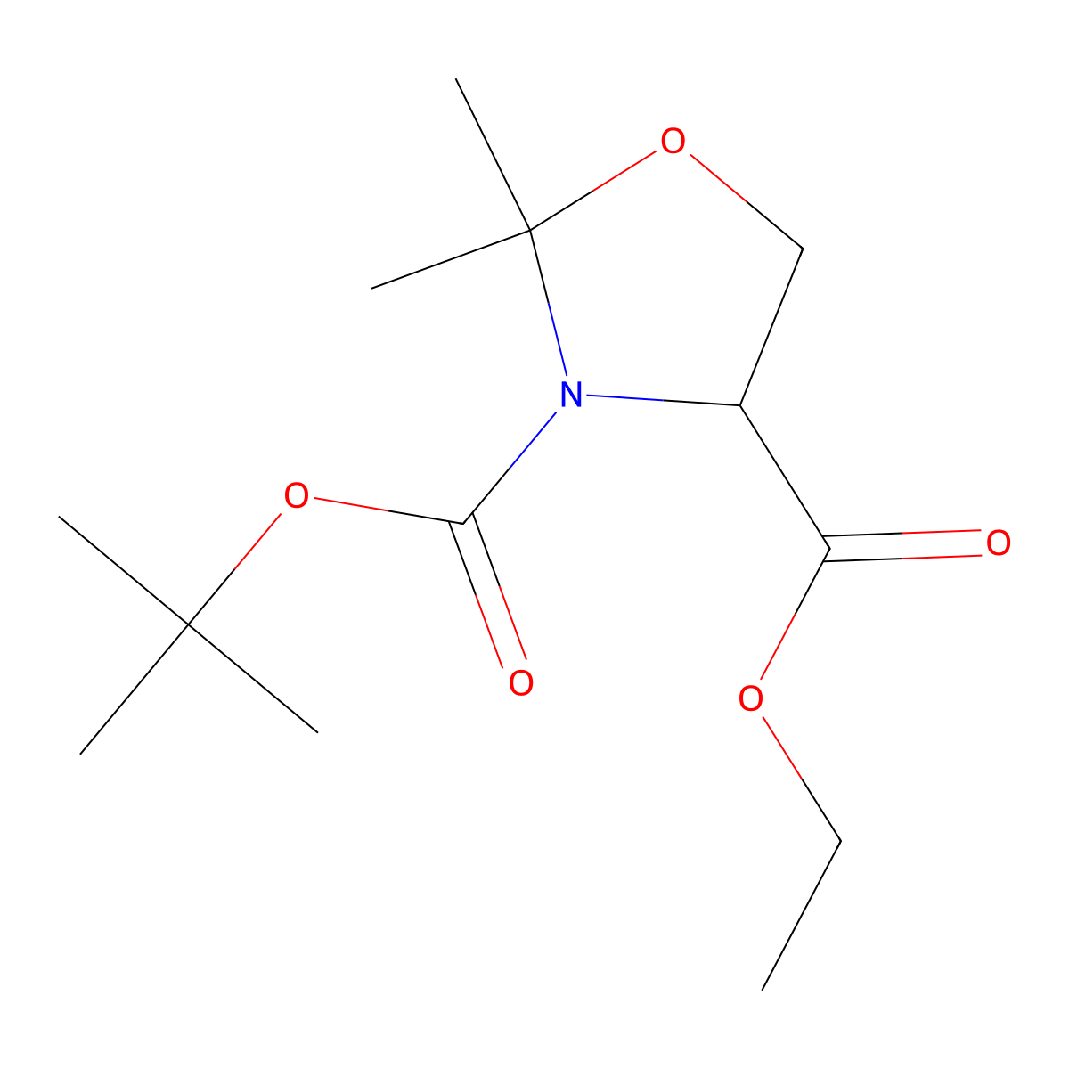 Ethyl 3-Boc-2,2-dimethyloxazolidine-4-carboxylate molecular structure, CAS 1822546-13-3