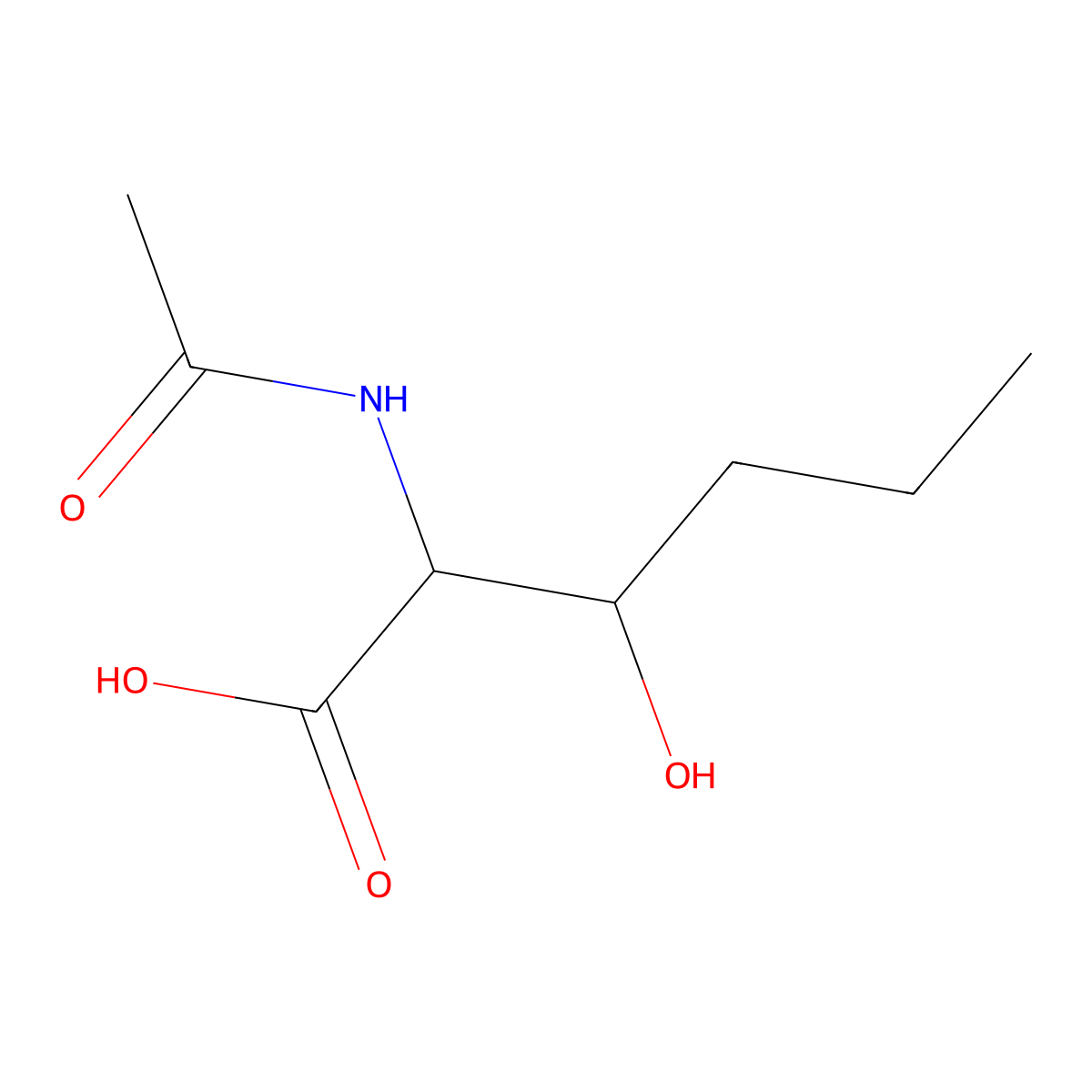 2-Acetamido-3-hydroxyhexanoic acid molecular structure, CAS 1822546-31-5