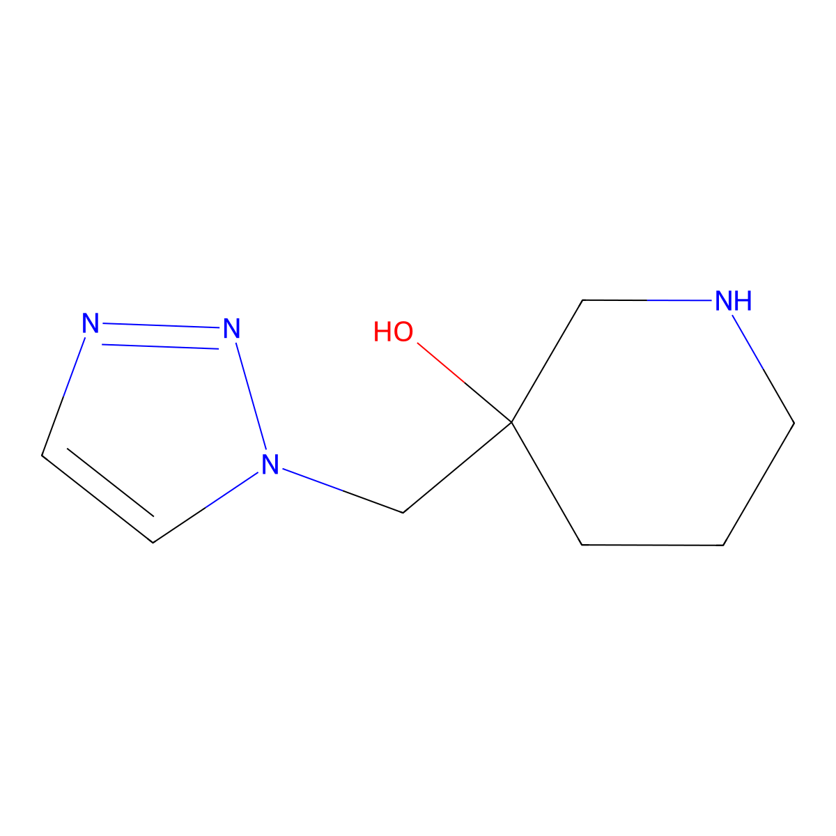 3-[(1H-1,2,3-triazol-1-yl)methyl]piperidin-3-ol molecular structure, CAS 1822547-71-6