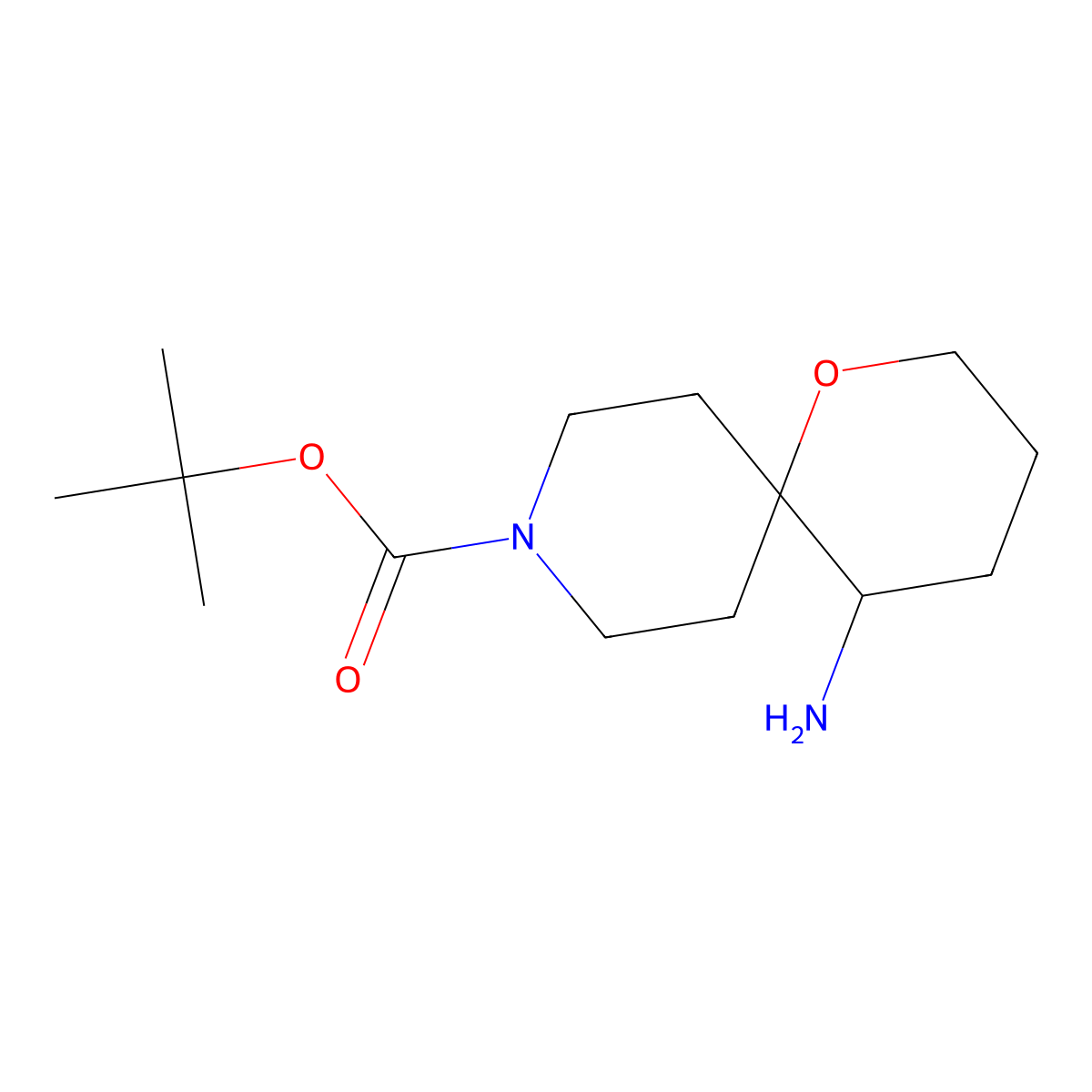 tert-Butyl 5-amino-1-oxa-9-azaspiro[5.5]undecane-9-carboxylate molecular structure, CAS 1822548-34-4