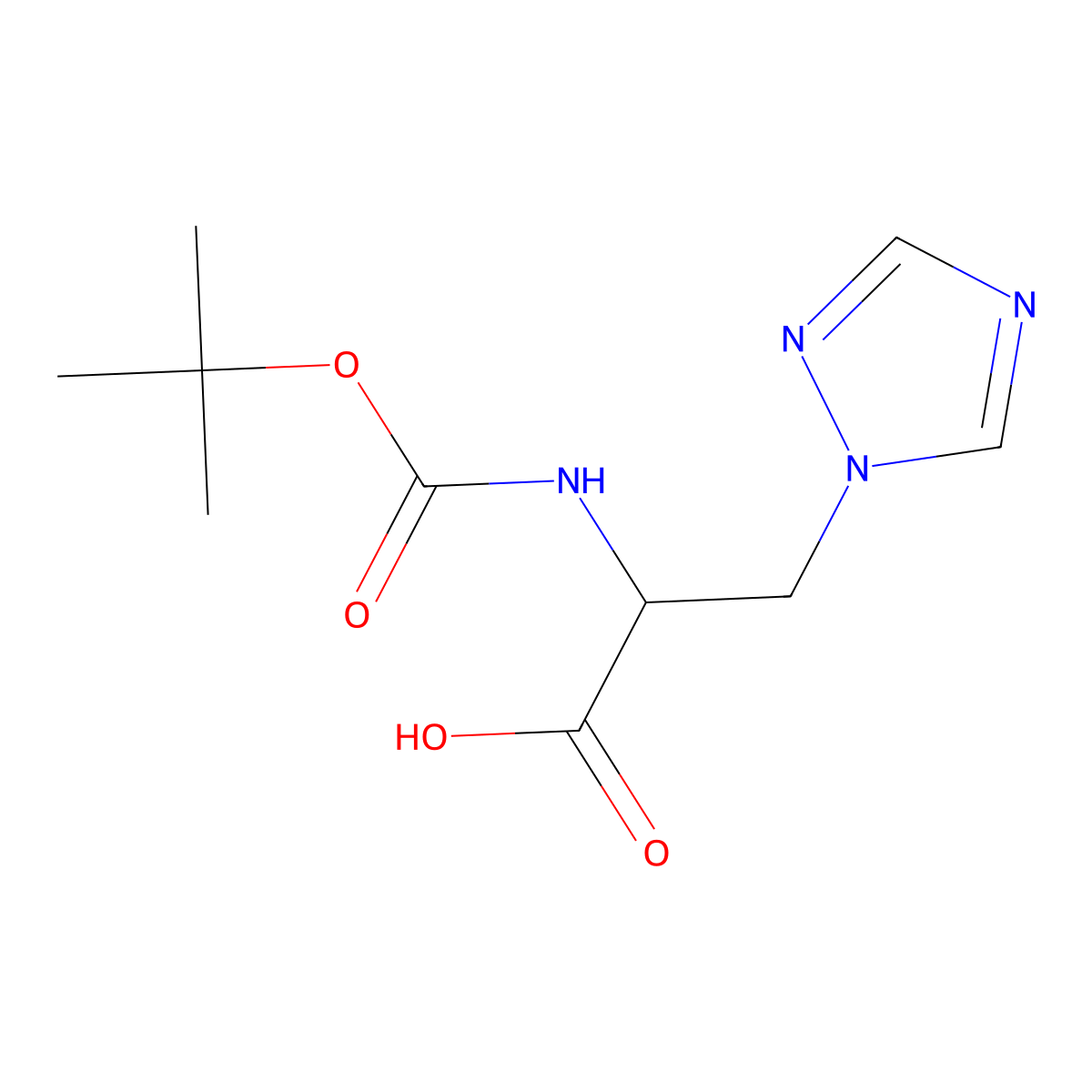 2-(((tert-butoxy)carbonyl)amino)-3-(1H-1,2,4-triazol-1-yl)propanoic acid molecular structure, CAS 1822548-43-5