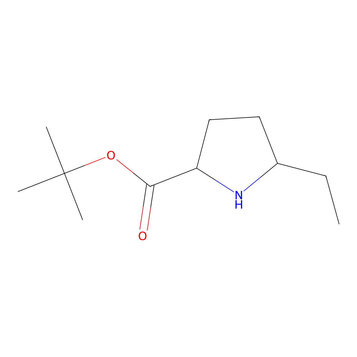 Tert-butyl 5-ethylpyrrolidine-2-carboxylate molecular structure, CAS 1822549-06-3