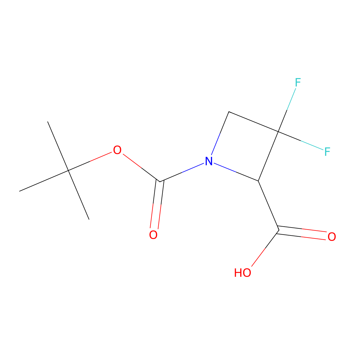 1-[(Tert-butoxy)carbonyl]-3,3-difluoroazetidine-2-carboxylic acid molecular structure, CAS 1822549-84-7