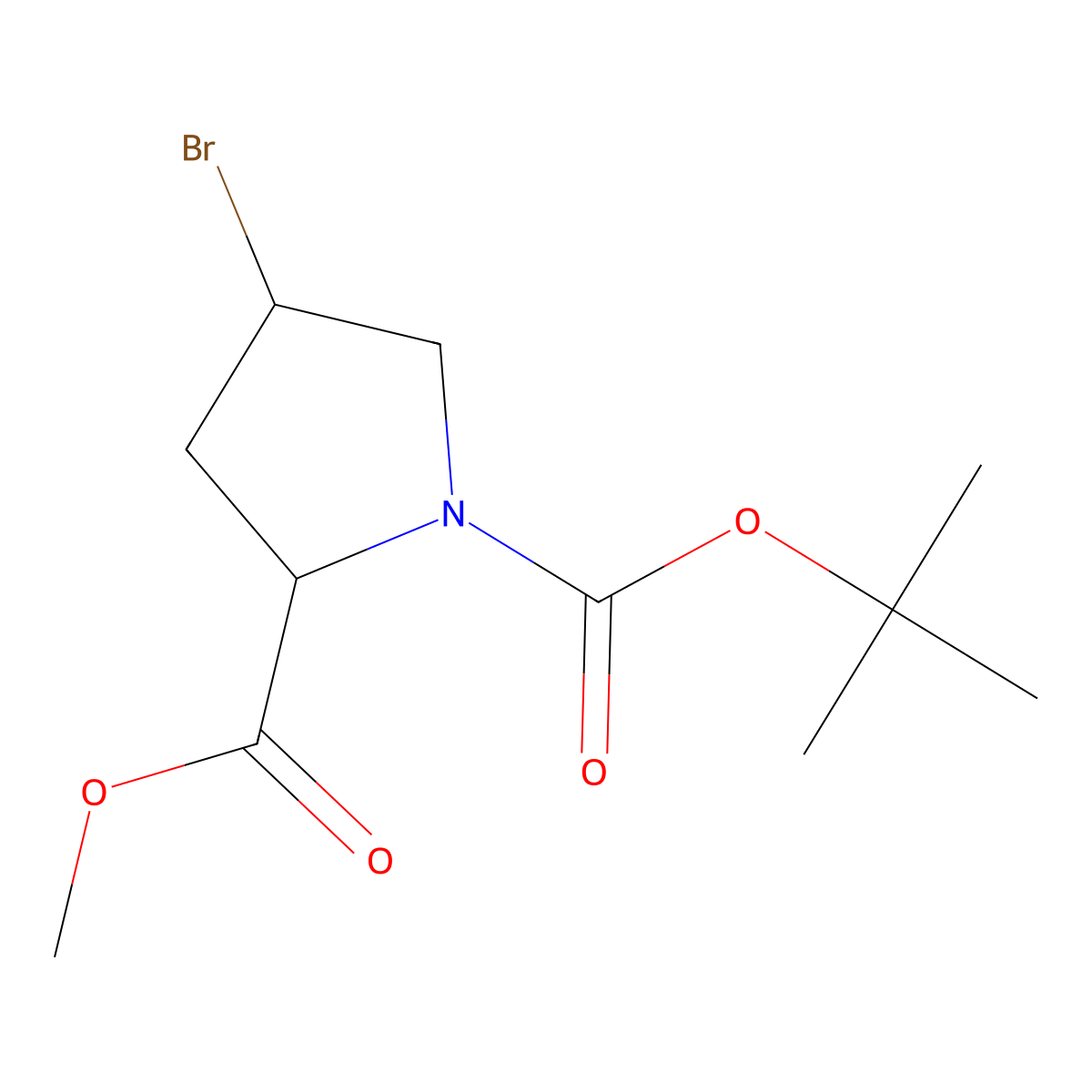 1-Tert-butyl 2-methyl 4-bromopyrrolidine-1,2-dicarboxylate molecular structure, CAS 1822550-37-7