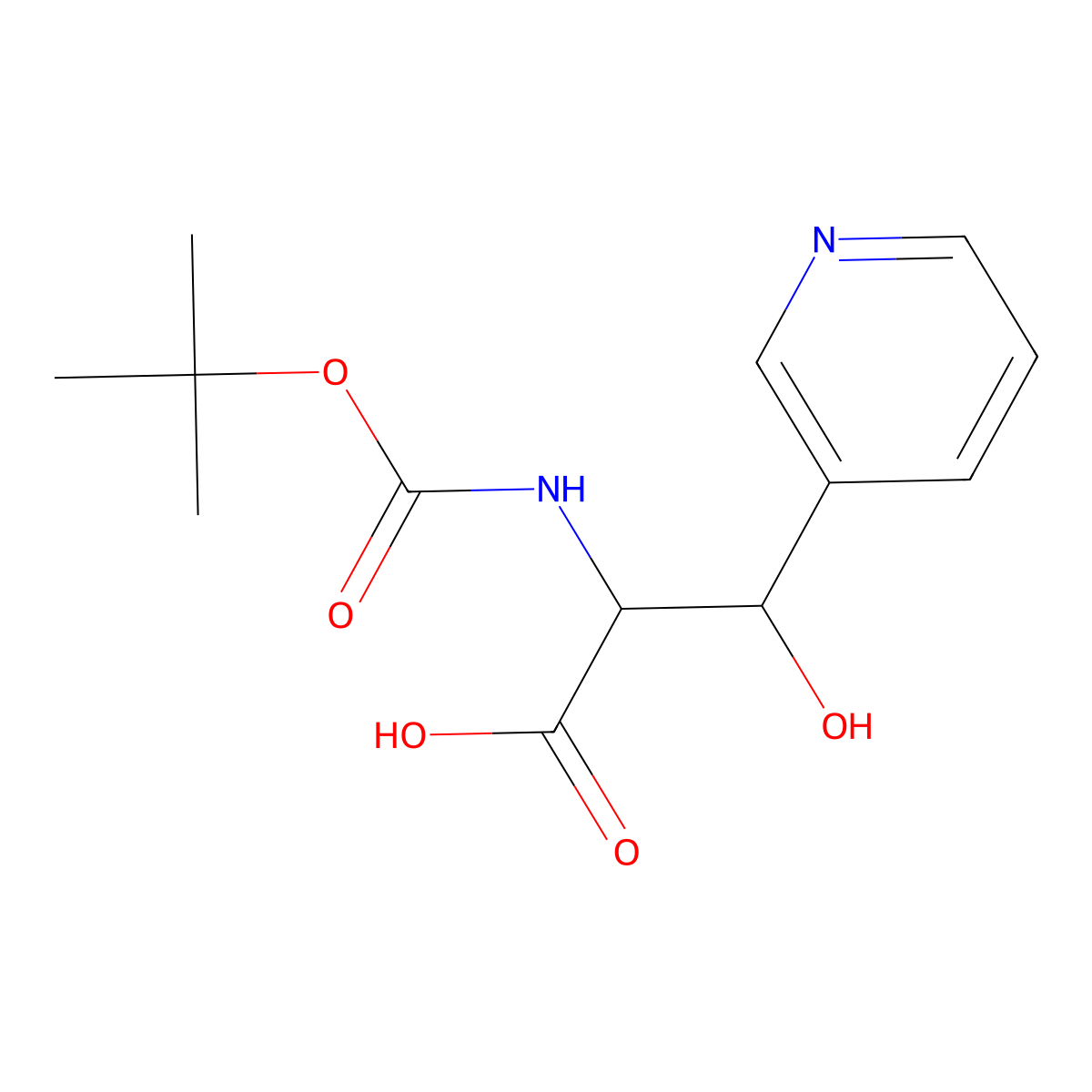 2-{[(Tert-butoxy)carbonyl]amino}-3-hydroxy-3-(pyridin-3-yl)propanoic acid molecular structure, CAS 1822550-55-9