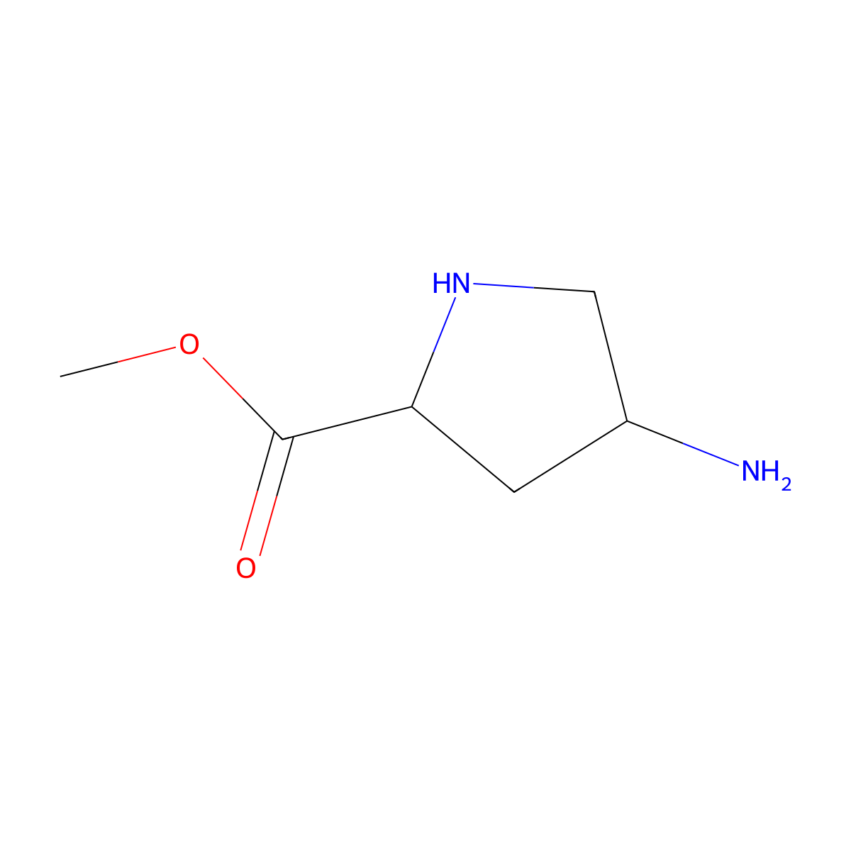 Methyl 4-aminopyrrolidine-2-carboxylate molecular structure, CAS 1822550-91-3