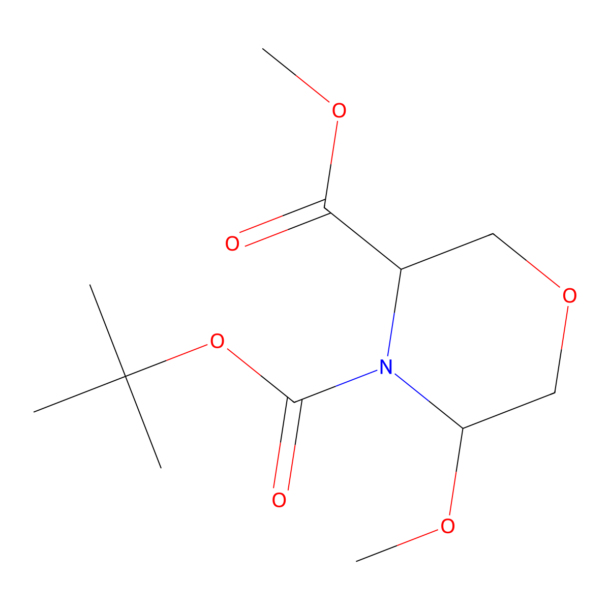4-Tert-butyl3-methyl5-methoxymorpholine-3,4-dicarboxylate molecular structure, CAS 1822551-06-3