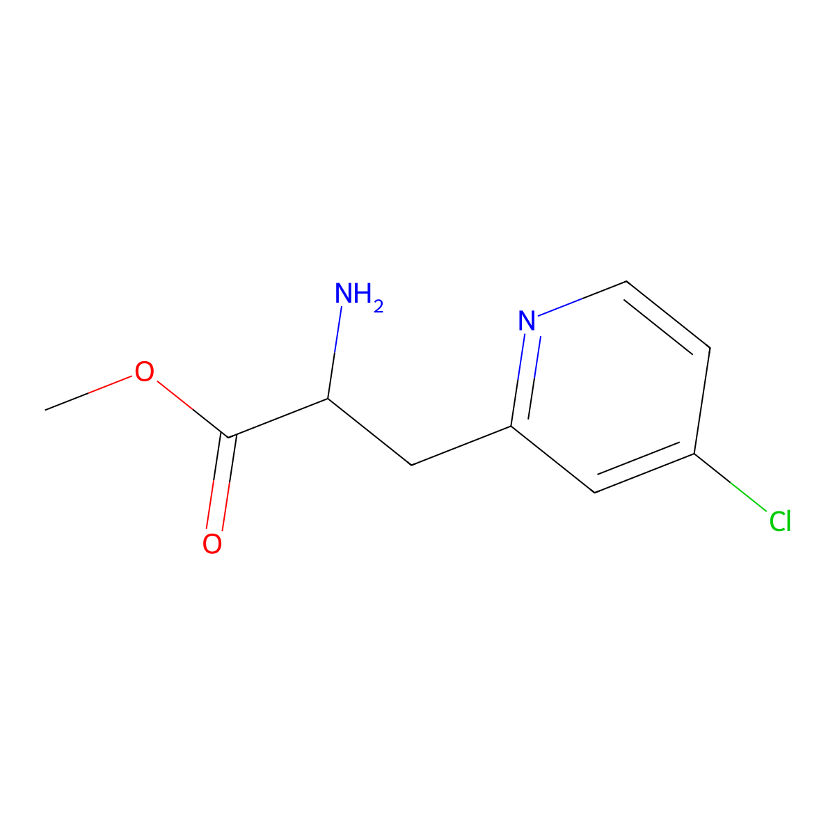 Methyl 2-amino-3-(4-chloropyridin-2-yl)propanoate molecular structure, CAS 1822555-45-2