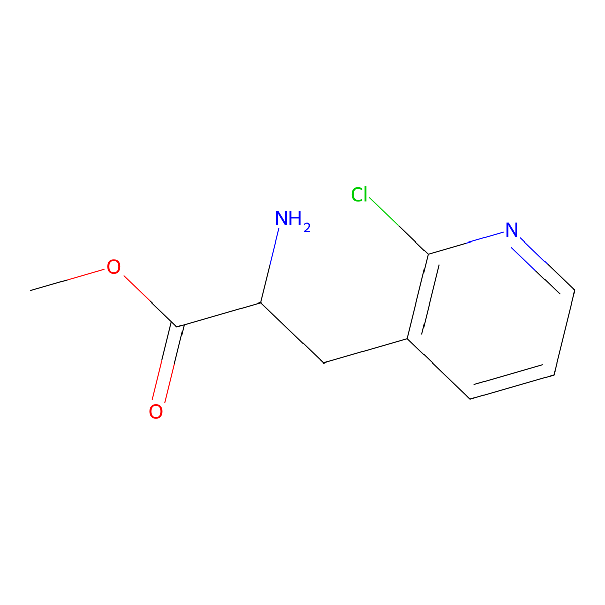 Methyl 2-amino-3-(2-chloropyridin-3-yl)propanoate molecular structure, CAS 1822559-39-6