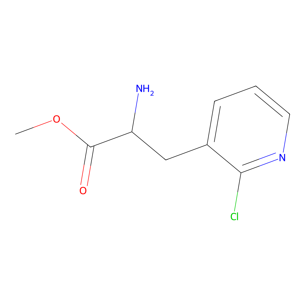 Methyl 2-amino-3-(2-chloropyridin-3-yl)propanoate molecular structure, CAS 1822559-39-6