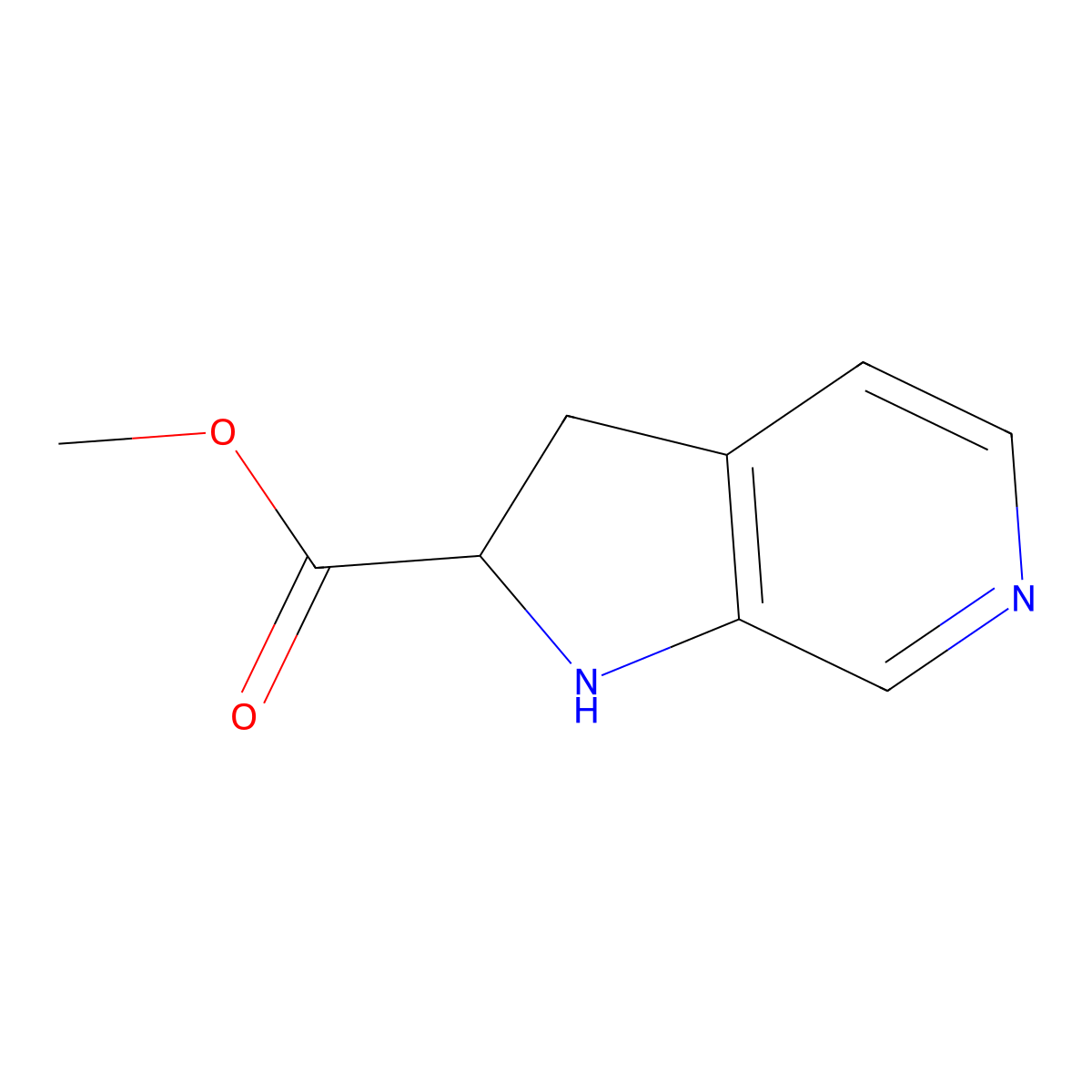 methyl 1H,2H,3H-pyrrolo[2,3-c]pyridine-2-carboxylate molecular structure, CAS 1822559-44-3