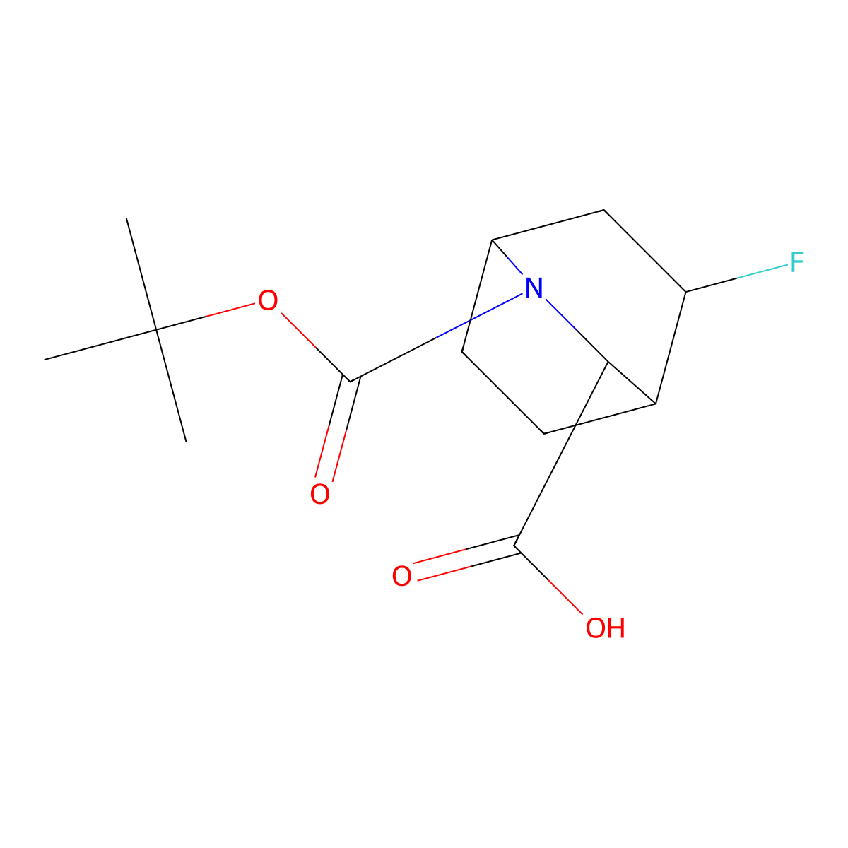 2-Tert-butoxycarbonyl-5-fluoro-2-azabicyclo[2.2.2]octane-3-carboxylic acid molecular structure, CAS 1822561-74-9