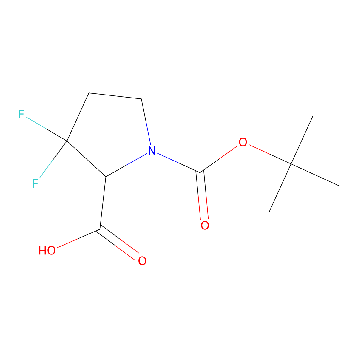 1-[(Tert-butoxy)carbonyl]-3,3-difluoropyrrolidine-2-carboxylic acid molecular structure, CAS 1822567-84-9