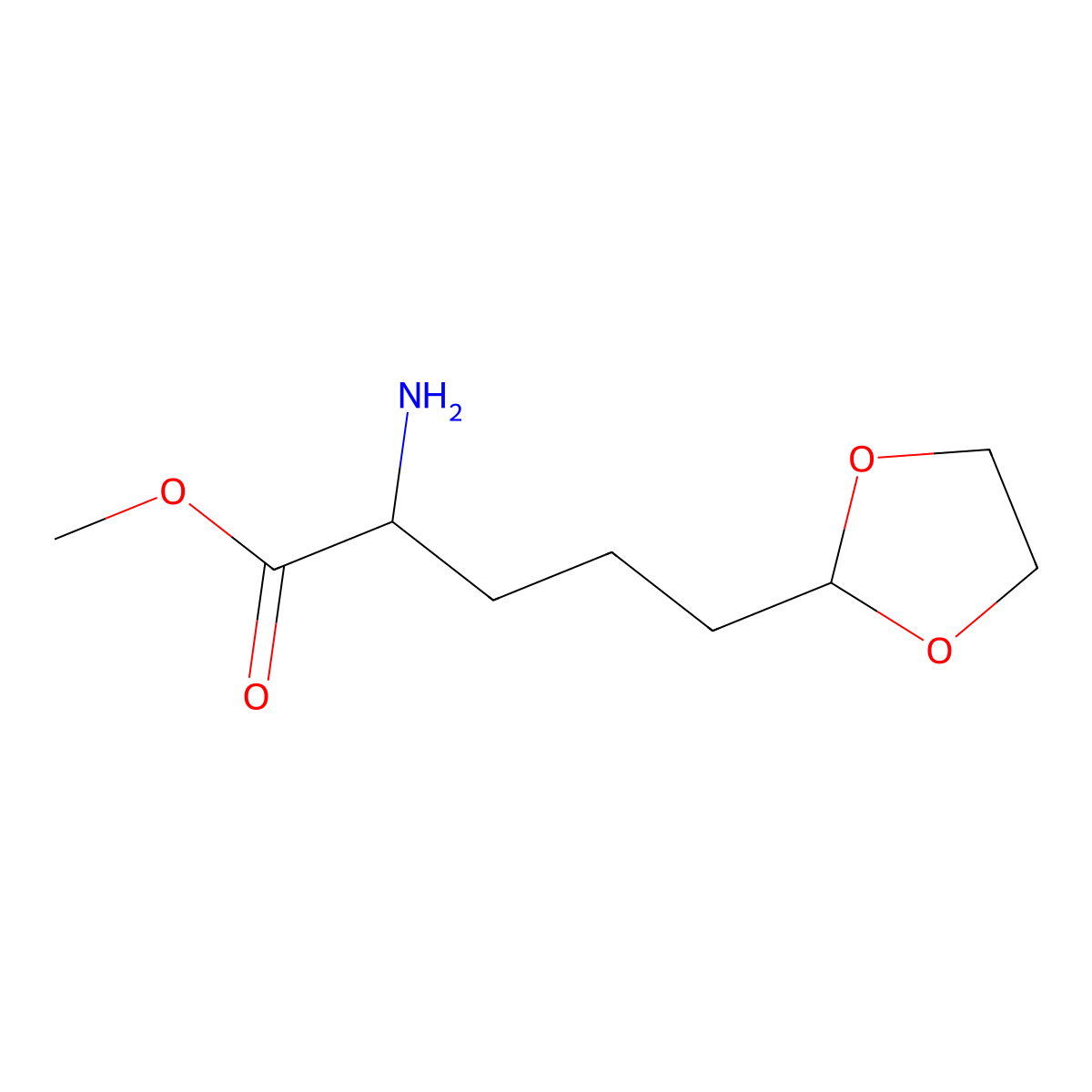 Methyl 2-amino-5-(1,3-dioxolan-2-yl)pentanoate molecular structure, CAS 1822568-39-7