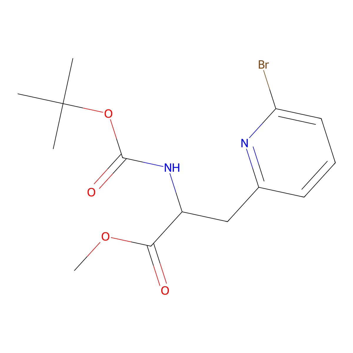 Methyl 3-(6-bromopyridin-2-yl)-2-{[(tert-butoxy)carbonyl]amino}propanoate molecular structure, CAS 1822569-32-3