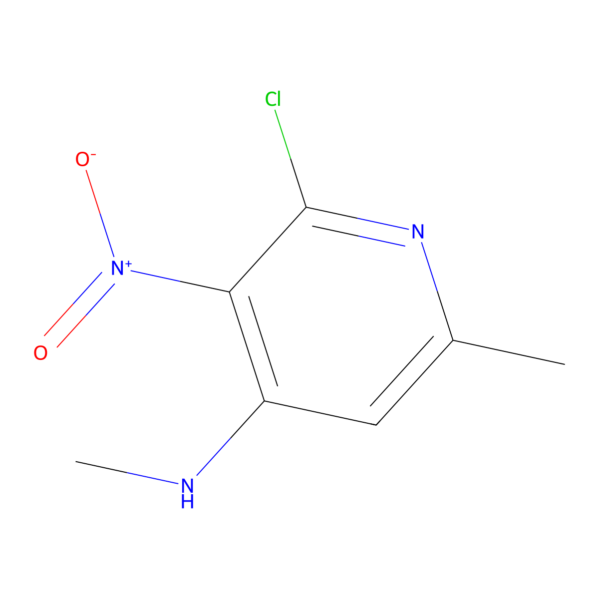 2-Chloro-N,6-dimethyl-3-nitropyridin-4-amine molecular structure, CAS 182257-03-0