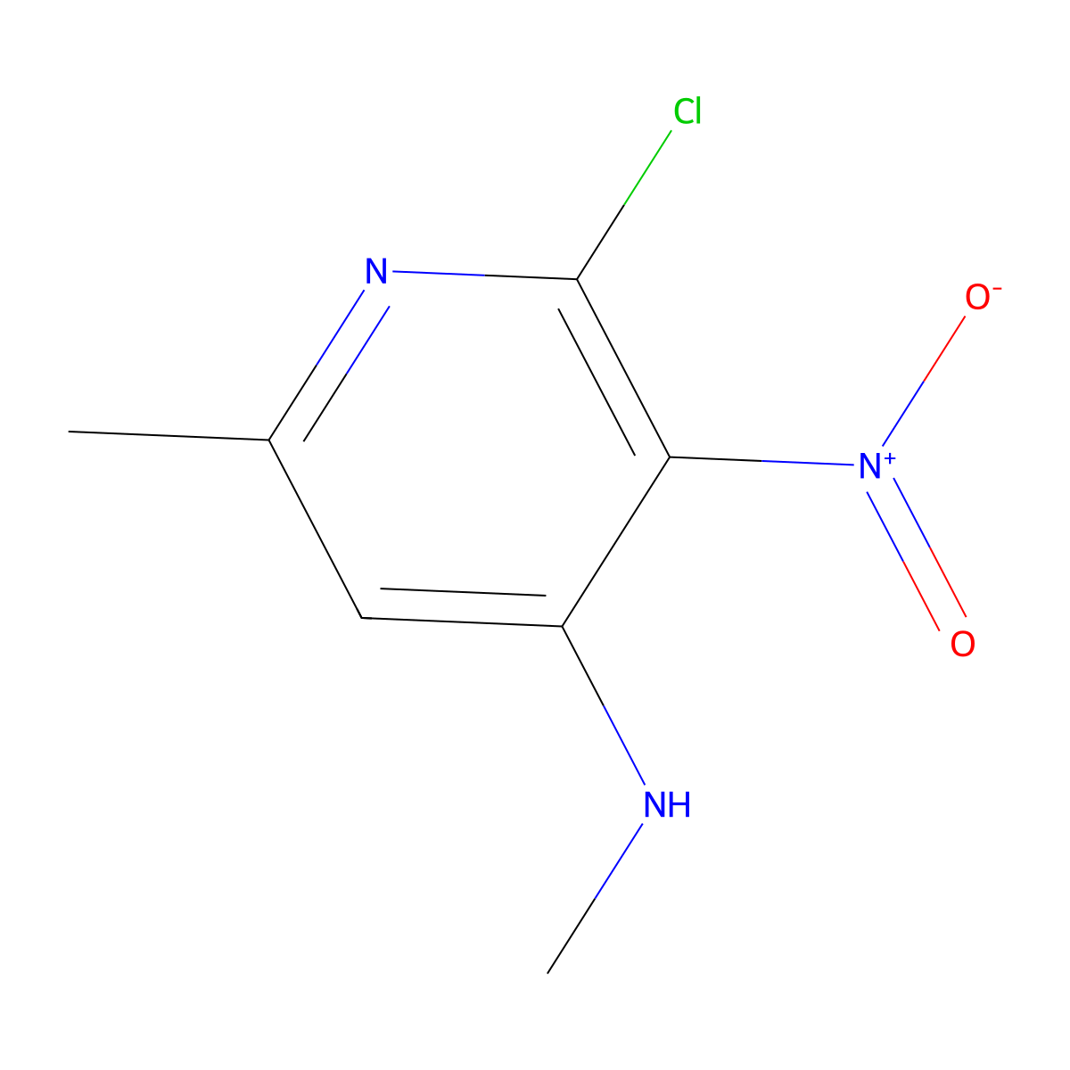 2-Chloro-N,6-dimethyl-3-nitropyridin-4-amine molecular structure, CAS 182257-03-0