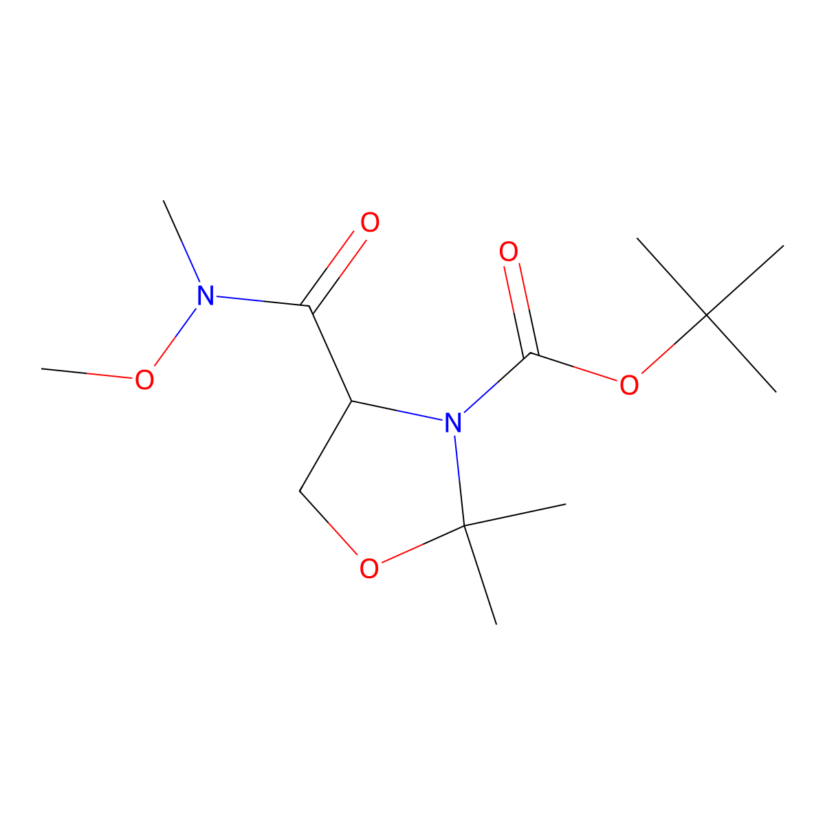 3-Boc-N-methoxy-N,2,2-trimethyloxazolidine-4-carboxamide molecular structure, CAS 1822572-30-4