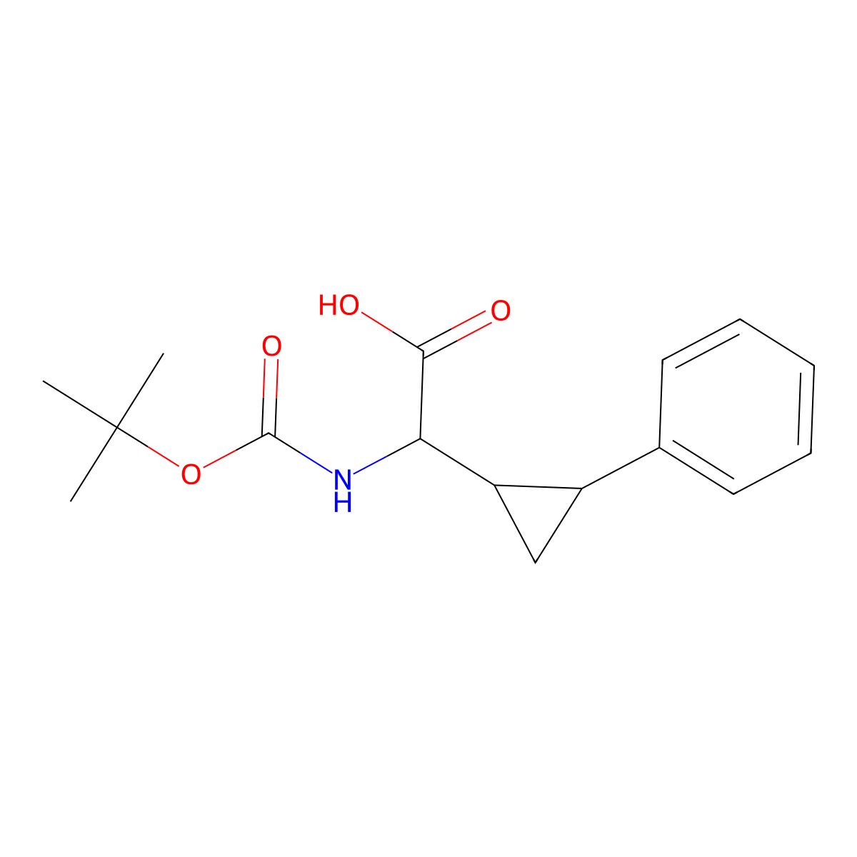 2-(((Tert-butoxy)carbonyl)amino)-2-(2-phenylcyclopropyl)acetic acid molecular structure, CAS 1822572-96-2