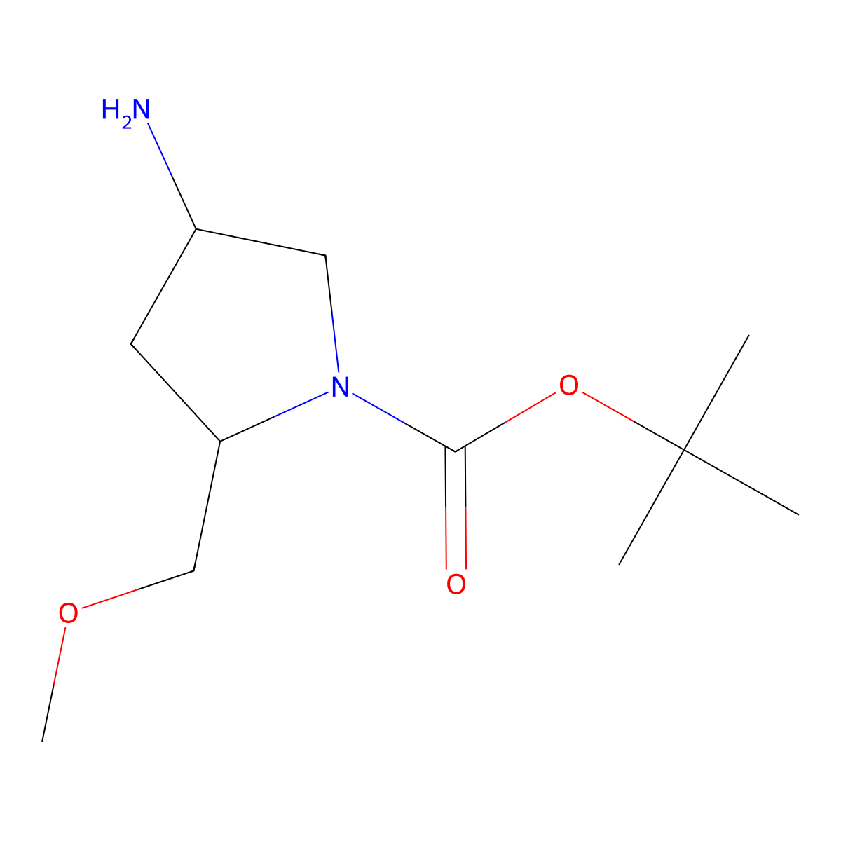 Tert-butyl 4-amino-2-(methoxymethyl)pyrrolidine-1-carboxylate molecular structure, CAS 1822574-85-5