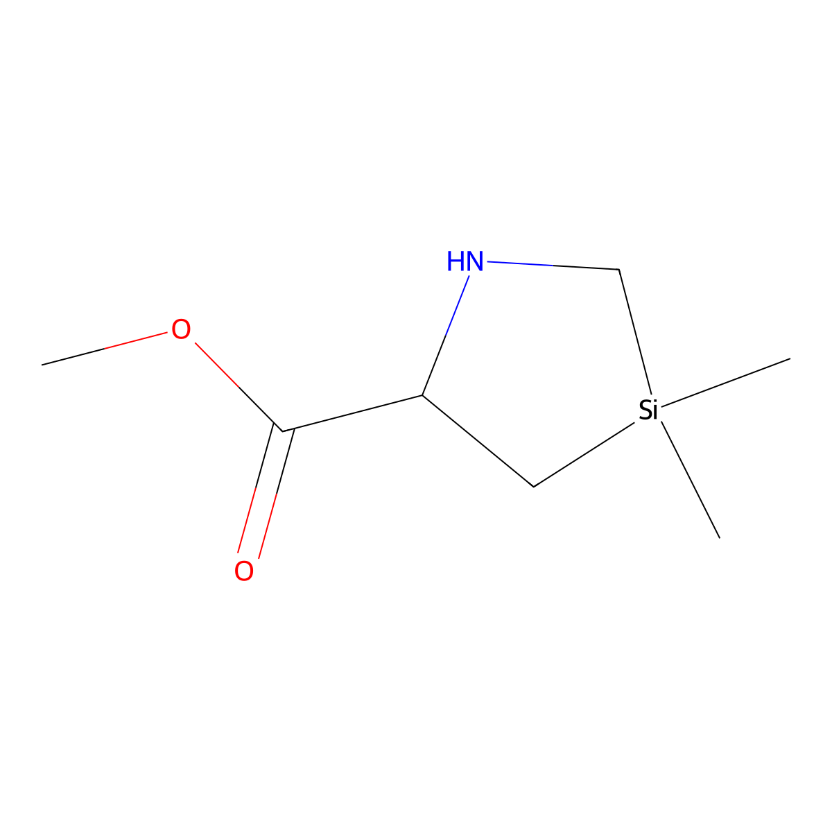 Methyl 3,3-Dimethyl-1,3-azasilolidine-5-carboxylate molecular structure, CAS 1822575-78-9