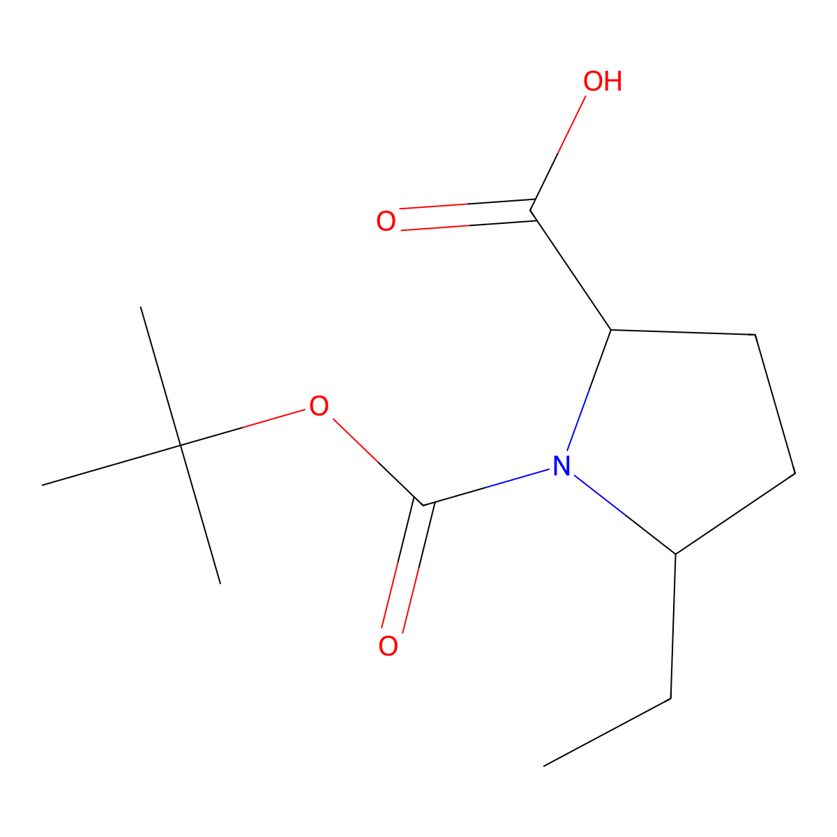 1-[(Tert-butoxy)carbonyl]-5-ethylpyrrolidine-2-carboxylic acid molecular structure, CAS 1822576-69-1