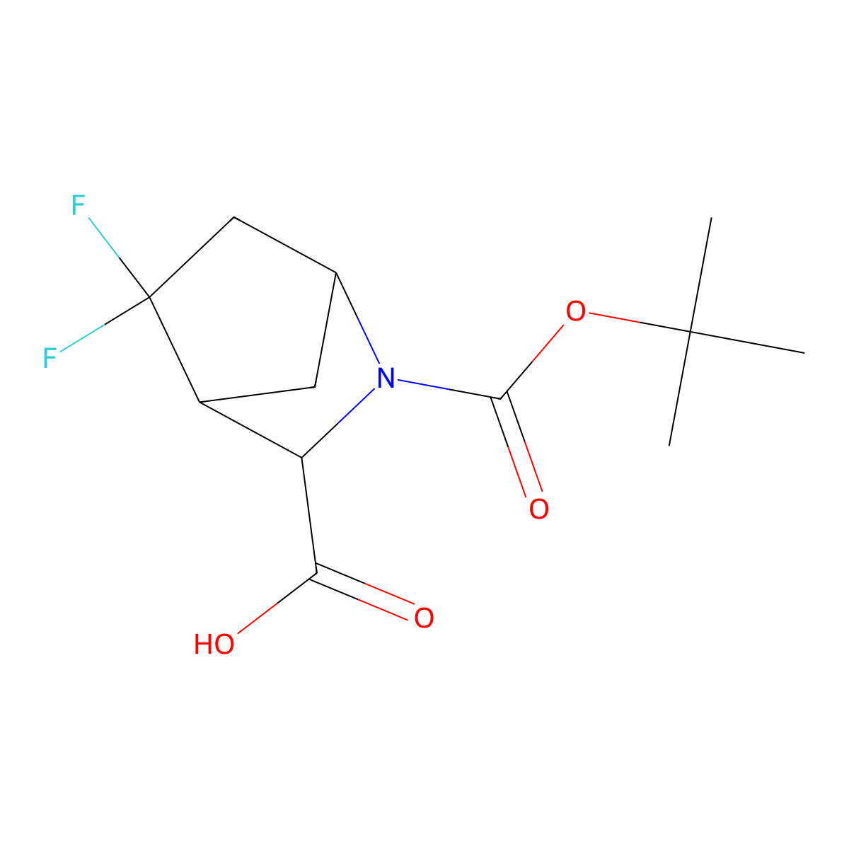 2-(tert-Butoxycarbonyl)-5,5-difluoro-2-azabicyclo[2.2.1]heptane-3-carboxylic acid molecular structure, CAS 1822576-82-8