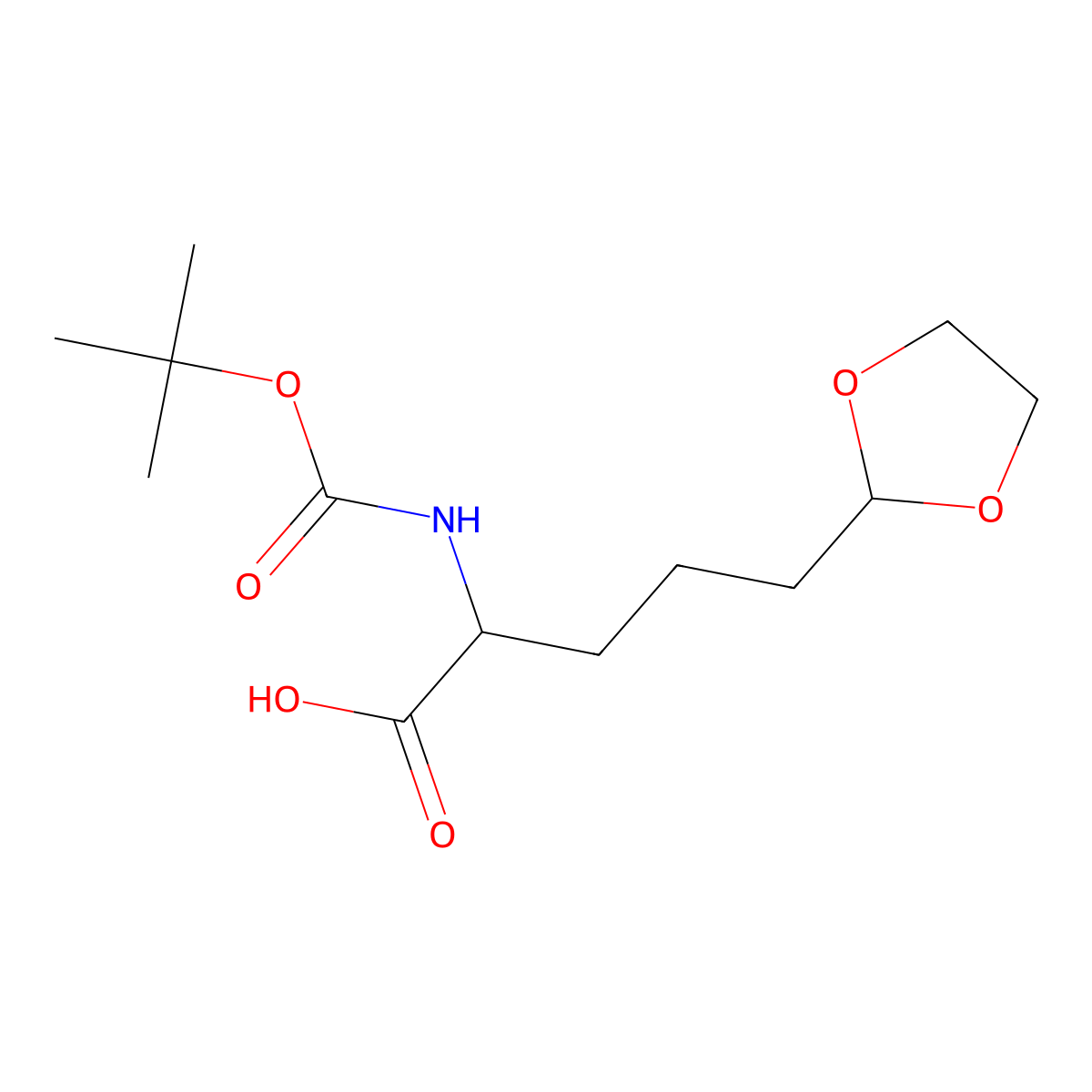 2-([(Tert-butoxy)carbonyl]amino)-5-(1,3-dioxolan-2-YL)pentanoic acid molecular structure, CAS 1822578-48-2