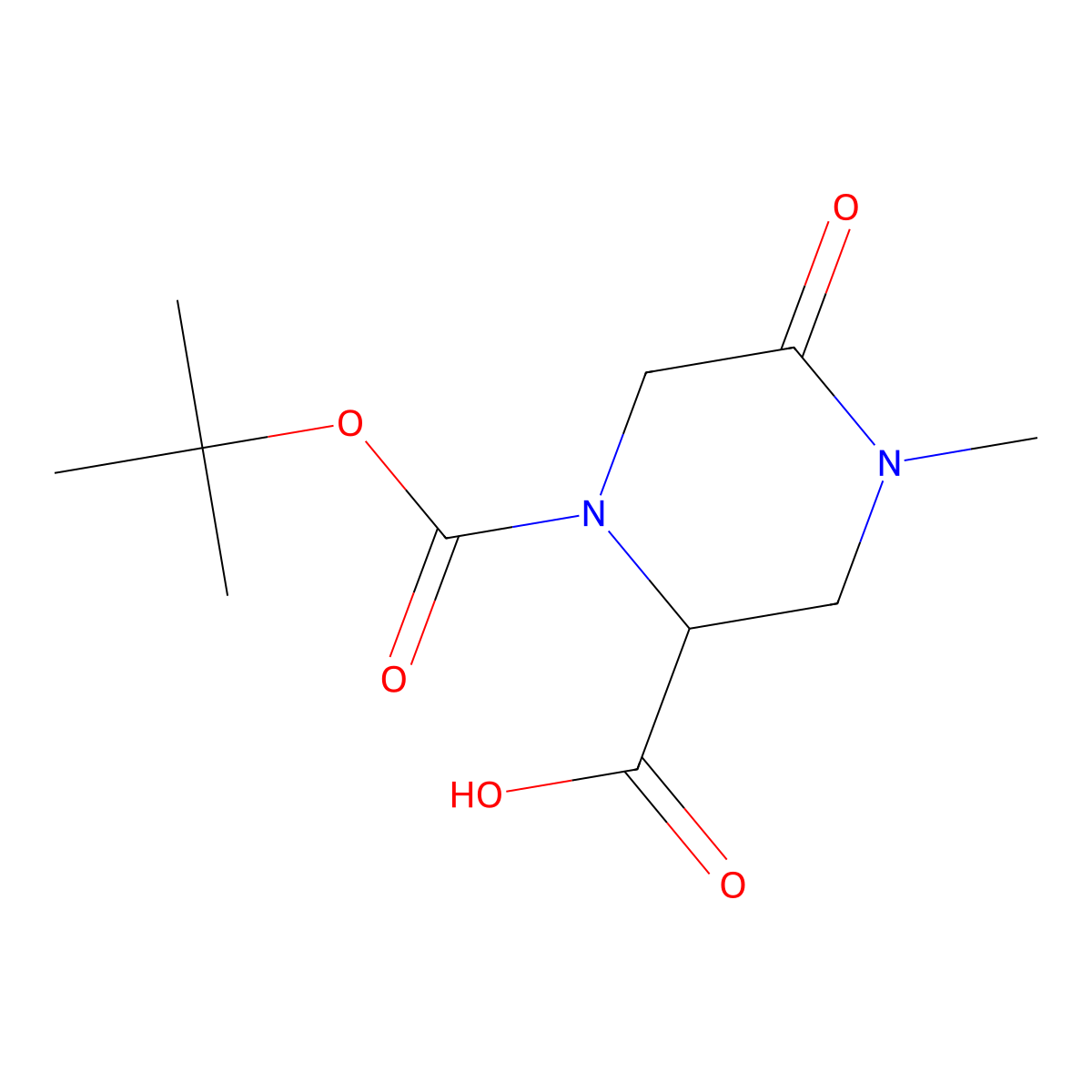 1-((Tert-butoxy)carbonyl)-4-methyl-5-oxopiperazine-2-carboxylic acid molecular structure, CAS 1822579-90-7