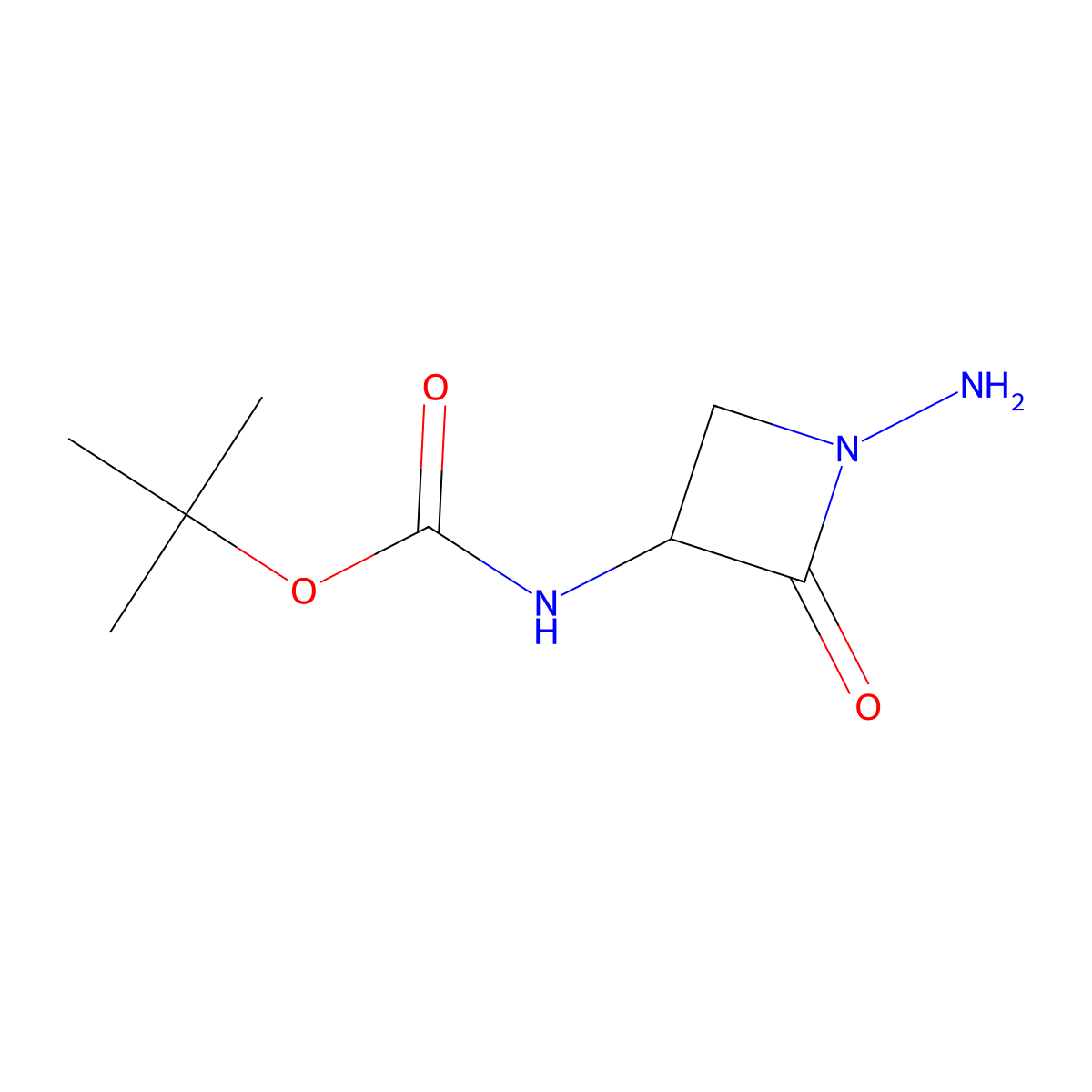 Tert-butyl (1-amino-2-oxoazetidin-3-yl)carbamate molecular structure, CAS 1822581-31-6