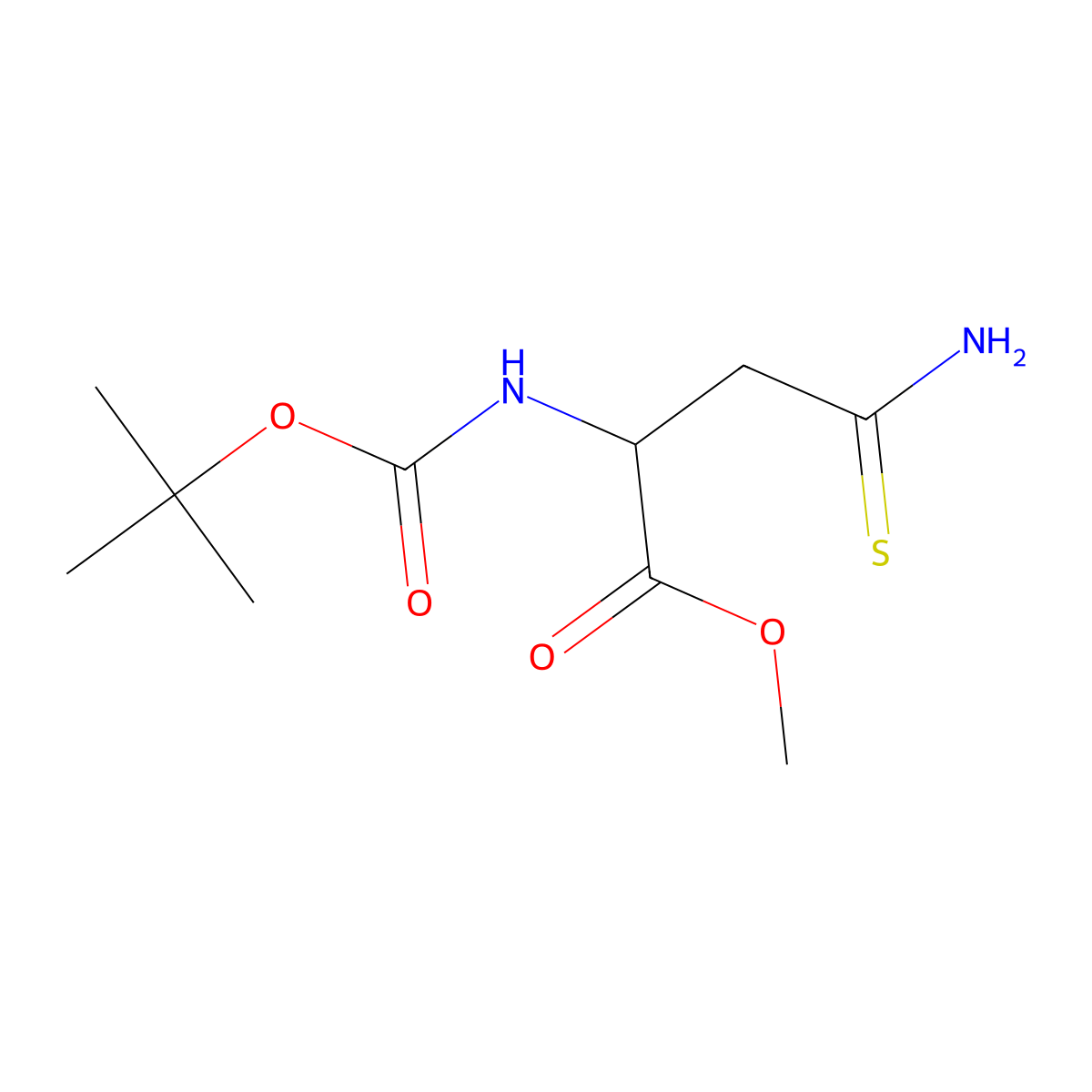 Methyl2-{[(tert-butoxy)carbonyl]amino}-3-carbamothioylpropanoate molecular structure, CAS 1822581-43-0