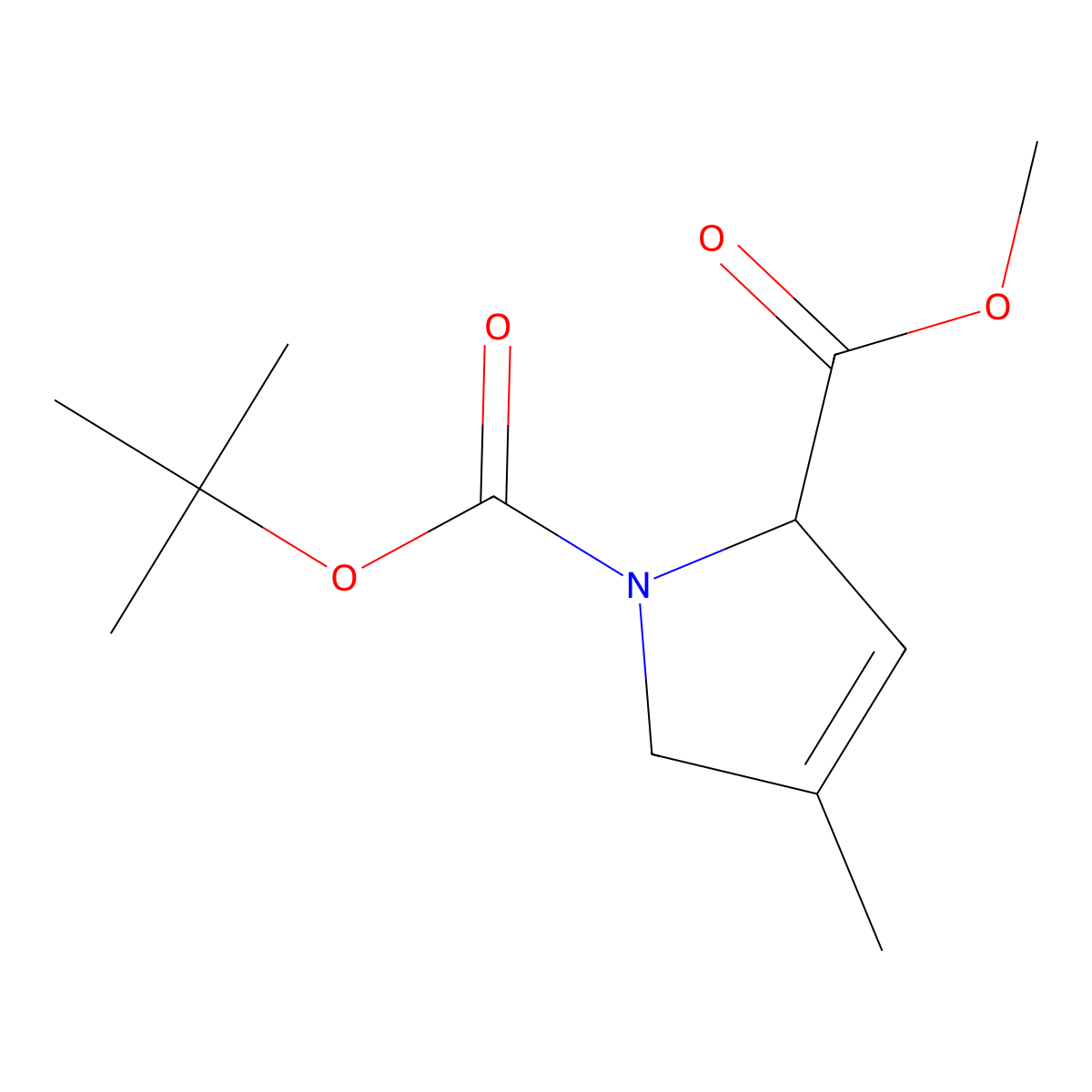 1-tert-butyl 2-methyl 4-methyl-2,5-dihydro-1H-pyrrole-1,2-dicarboxylate molecular structure, CAS 1822582-19-3