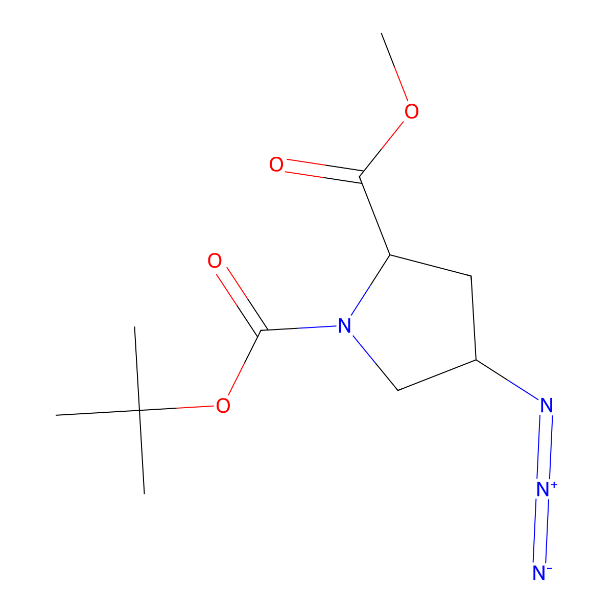 1-Tert-butyl 2-methyl 4-azidopyrrolidine-1,2-dicarboxylate molecular structure, CAS 1822582-47-7