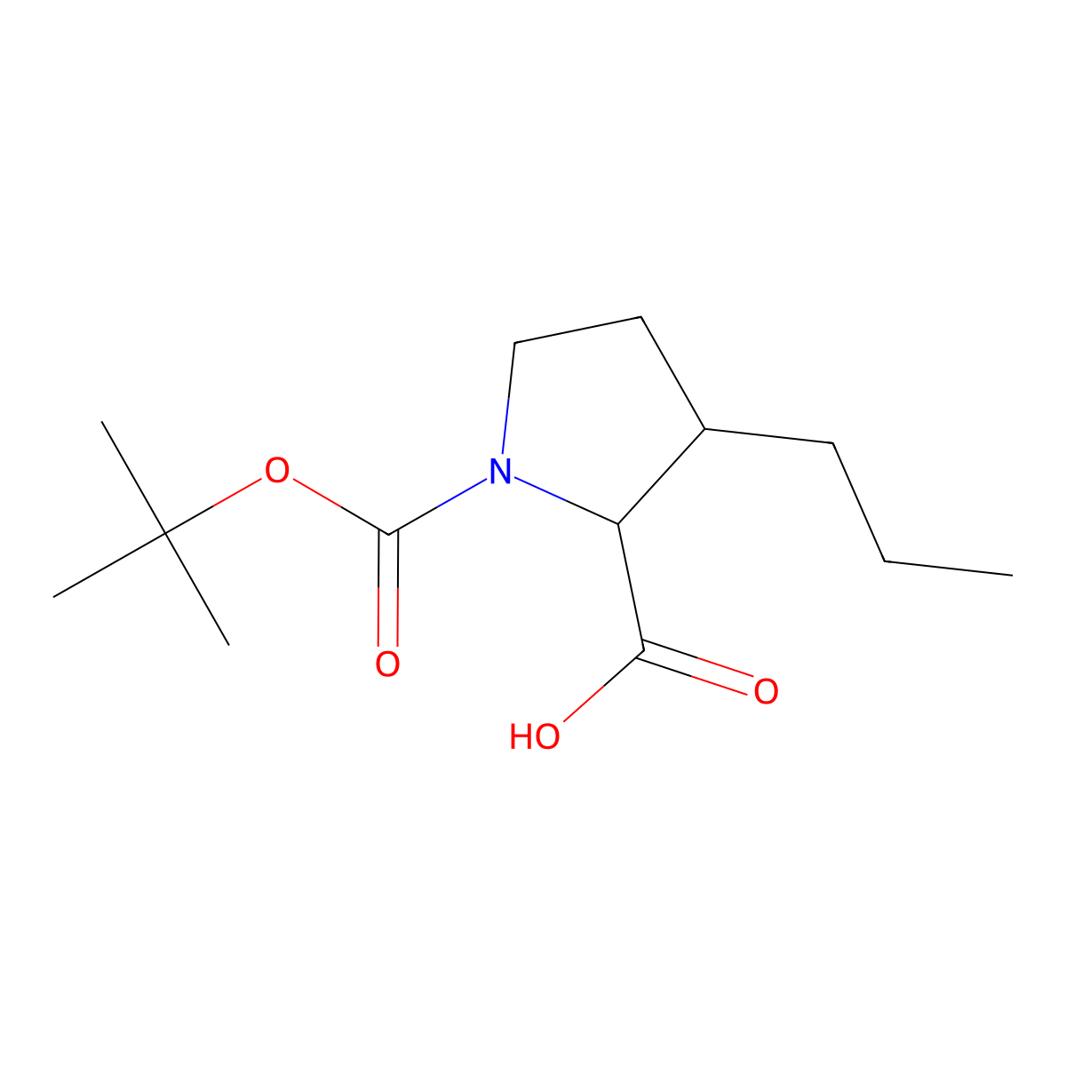 1-[(Tert-butoxy)carbonyl]-3-propylpyrrolidine-2-carboxylic acid molecular structure, CAS 1822585-28-3