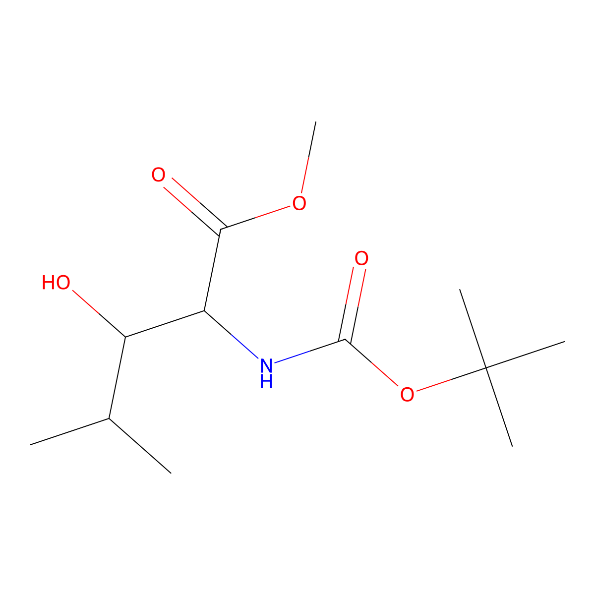 Methyl 2-{[(tert-butoxy)carbonyl]amino}-3-hydroxy-4-methylpentanoate molecular structure, CAS 1822589-33-2